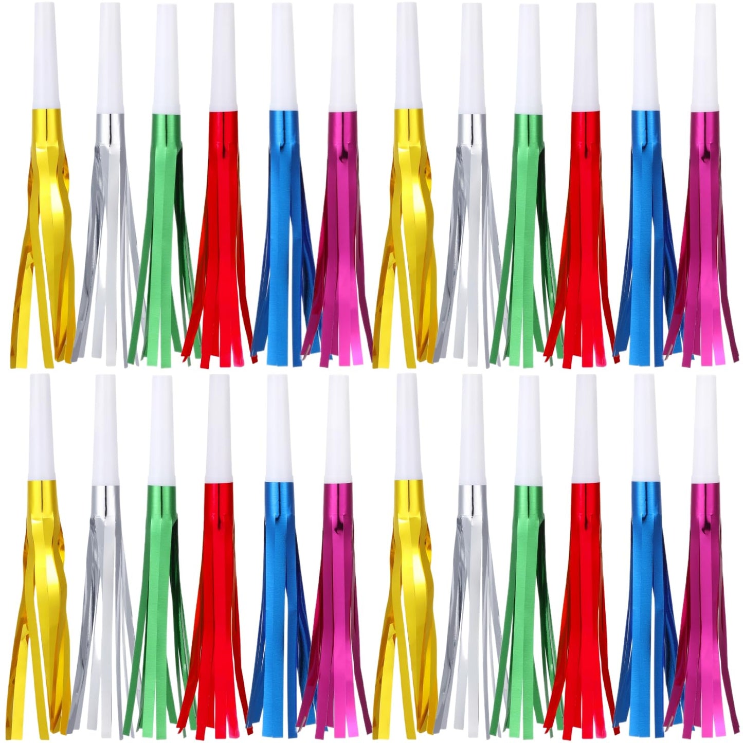 LCPQMZGH 24 Pcs Glitter Noise Makers – Multicolor Fringe Party Horns