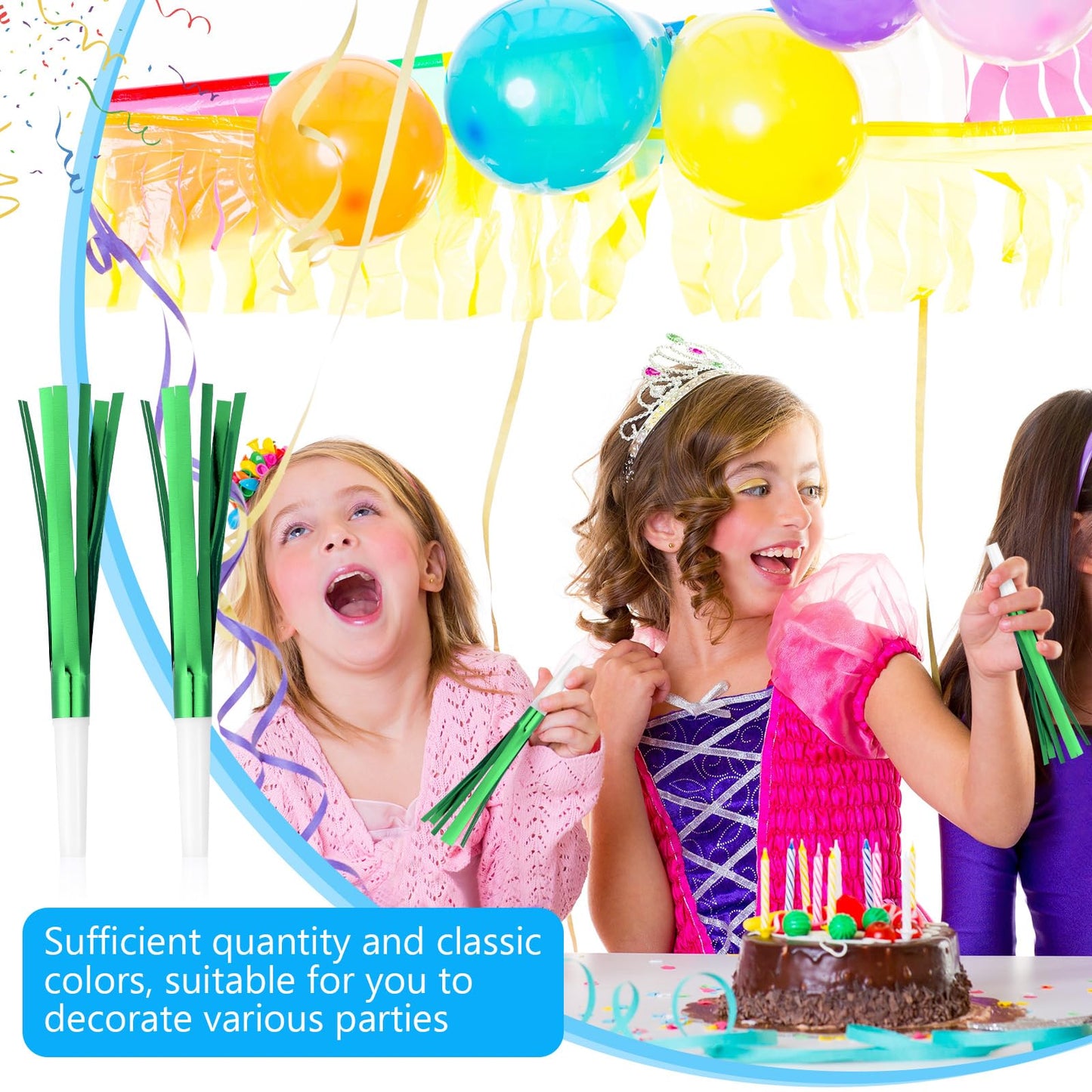 LCPQMZGH 24 Pcs Glitter Noise Makers – Multicolor Fringe Party Horns