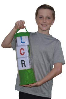 LCR Big Left Center Right Dice Game – EVA Foam Dice, 24 Chips & Zip Bag (Green)
