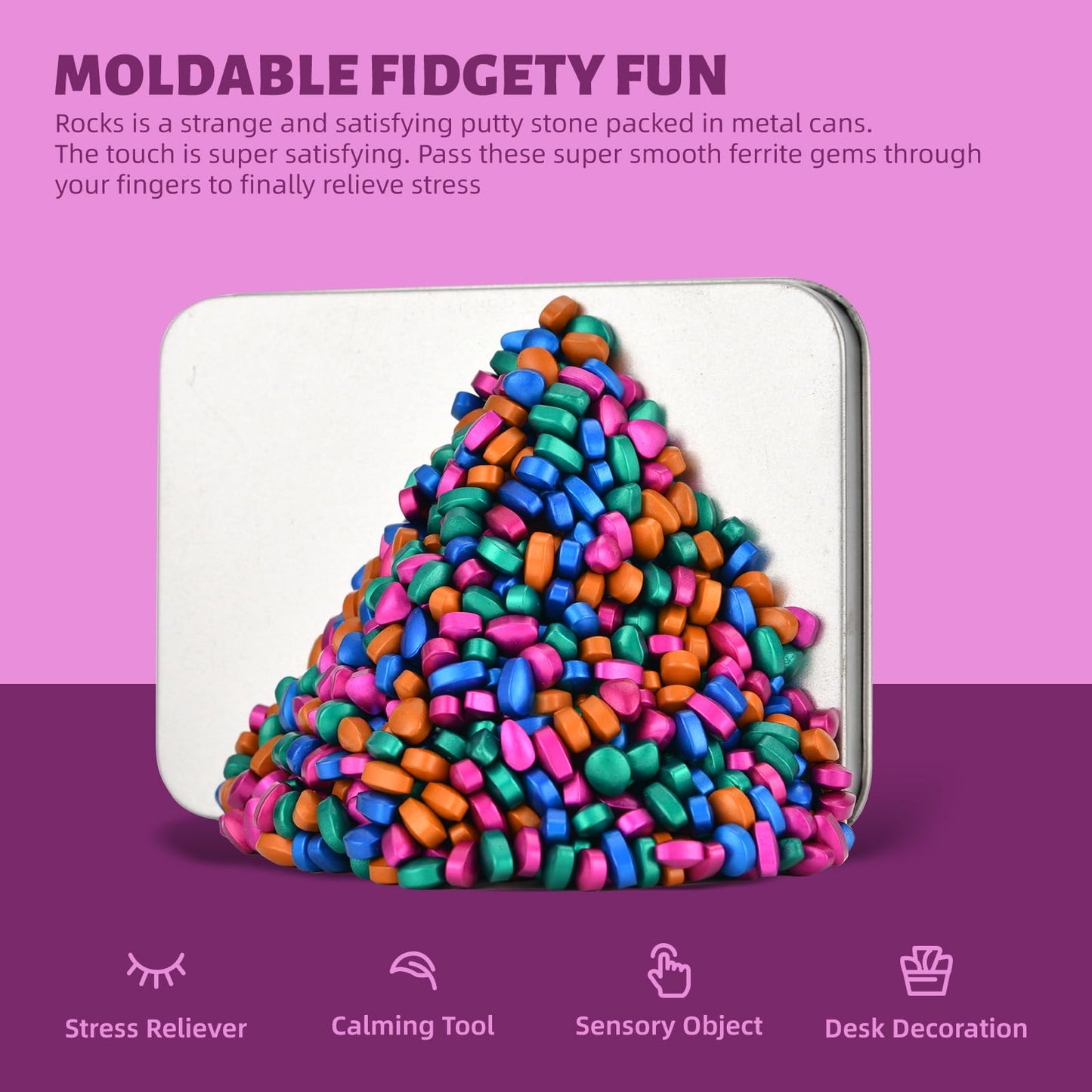 LCVUUK Magnetic Putty Stones – Multicolor Ferrite Pebbles Desk Toy (600+ Weak Magnetic)