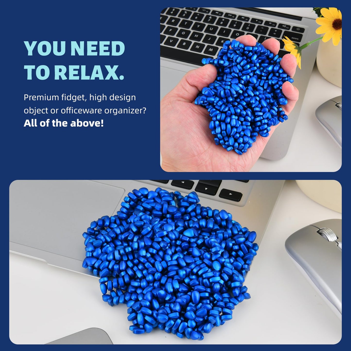 LCVUUK Magnetic Putty Rocks – Blue, 600+ Ferrite Pebbles – Desk Toy for Adults