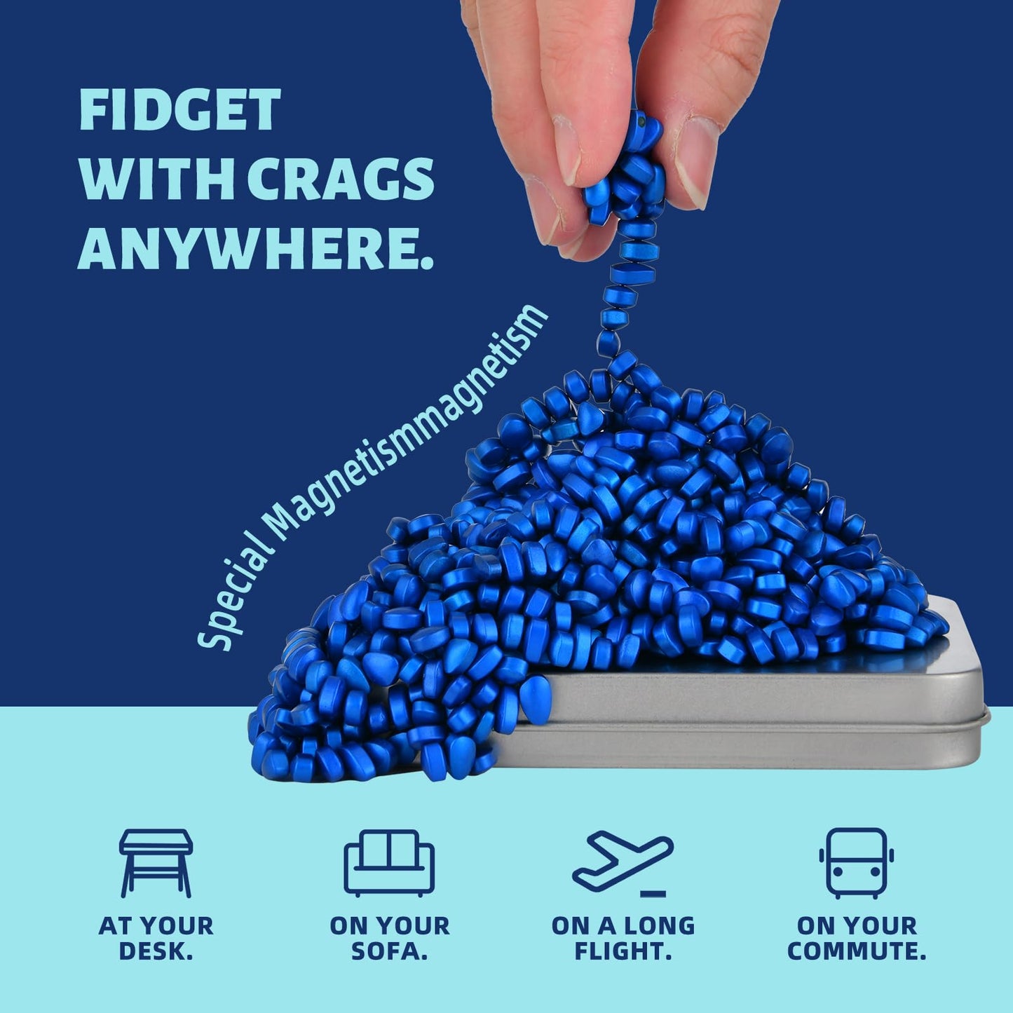 LCVUUK Magnetic Putty Rocks – Blue, 600+ Ferrite Pebbles – Desk Toy for Adults