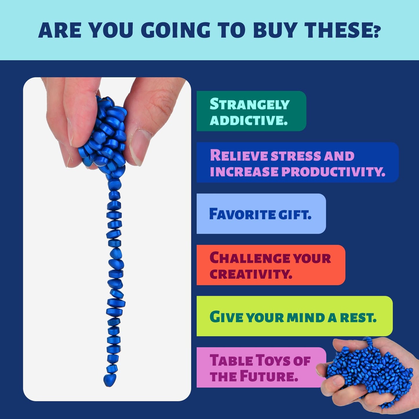 LCVUUK Magnetic Putty Rocks – Blue, 600+ Ferrite Pebbles – Desk Toy for Adults
