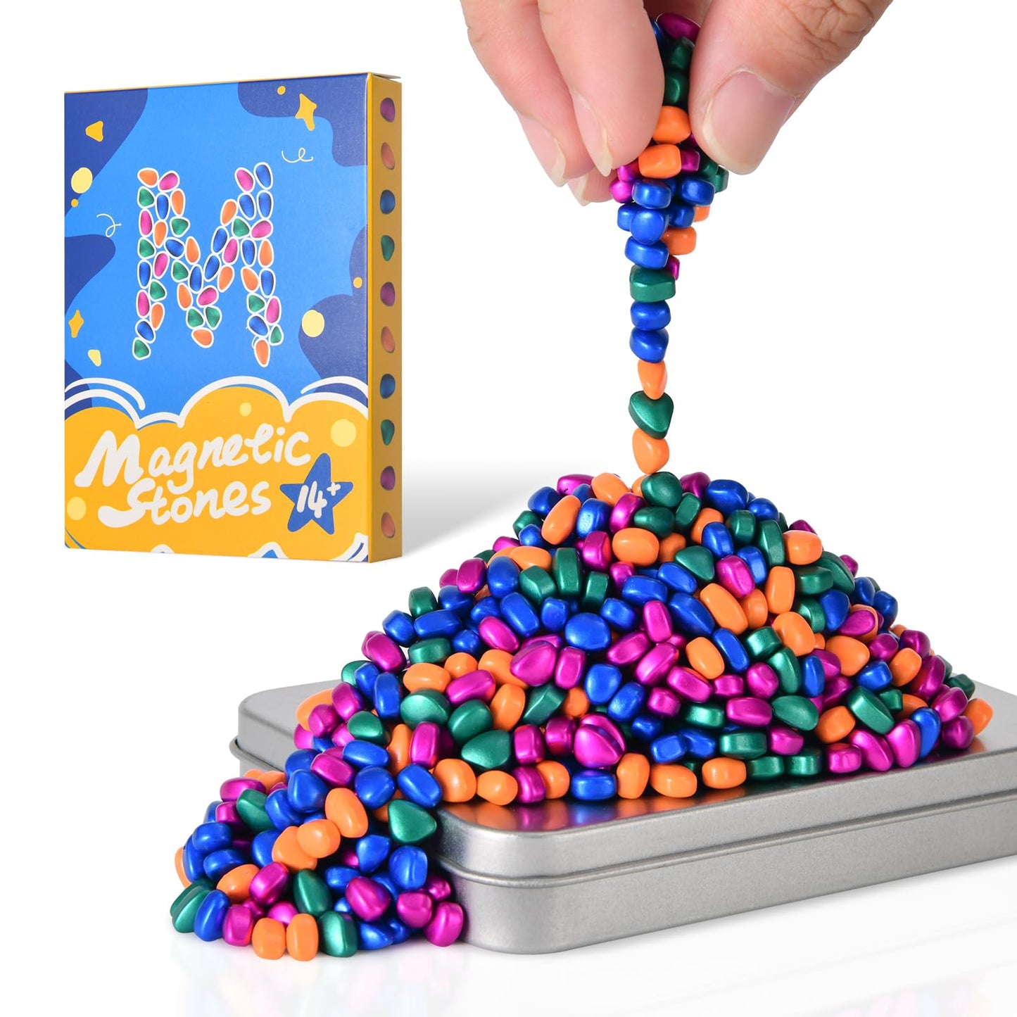 LCVUUK Magnetic Putty Stones – Multicolor Ferrite Pebbles Desk Toy (600+ Weak Magnetic)