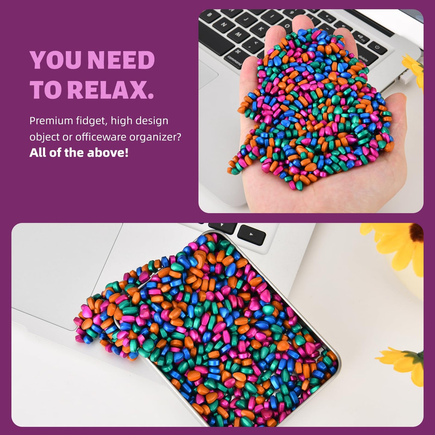 LCVUUK Magnetic Putty Stones – Multicolor Ferrite Pebbles Desk Toy (600+ Weak Magnetic)