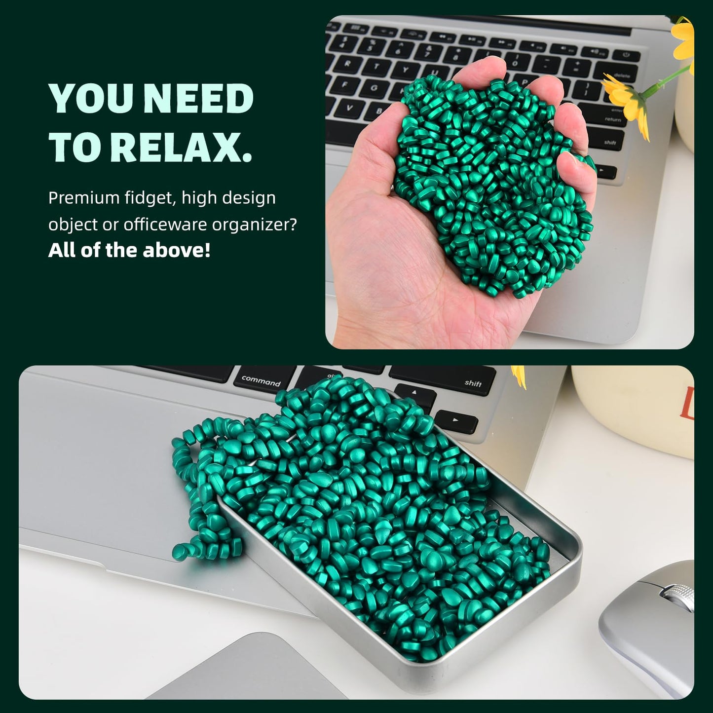 LCVUUK Putty Rocks Cyan – 600+ Weak Magnetic Ferrite Pebbles Desk Toy for Adults