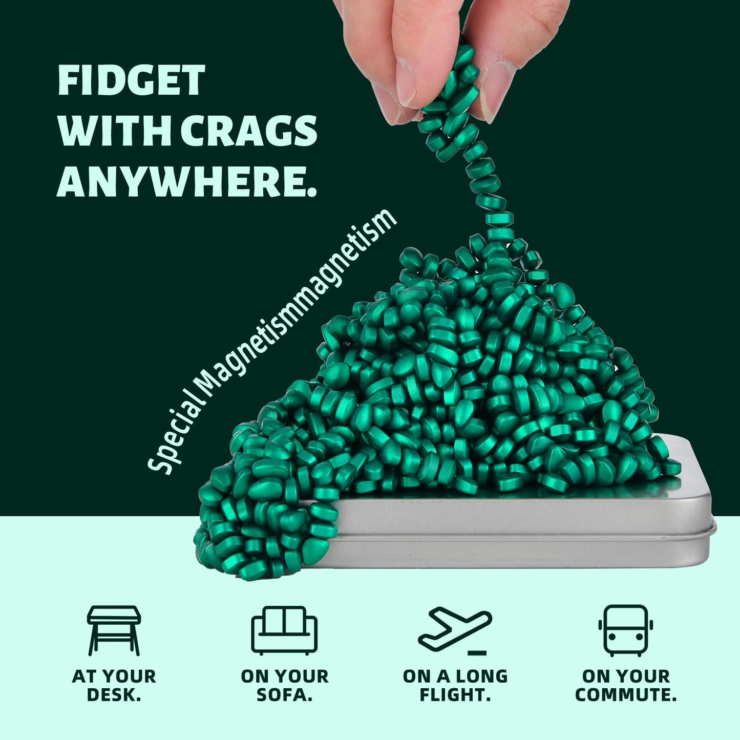 LCVUUK Putty Rocks Cyan – 600+ Weak Magnetic Ferrite Pebbles Desk Toy for Adults