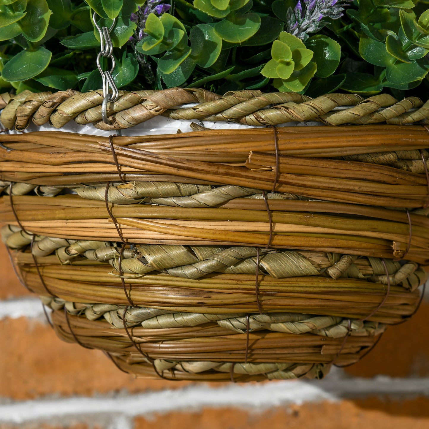 Outsunny 2 PCs Artificial Lisianthus Flower Hanging Planter Basket