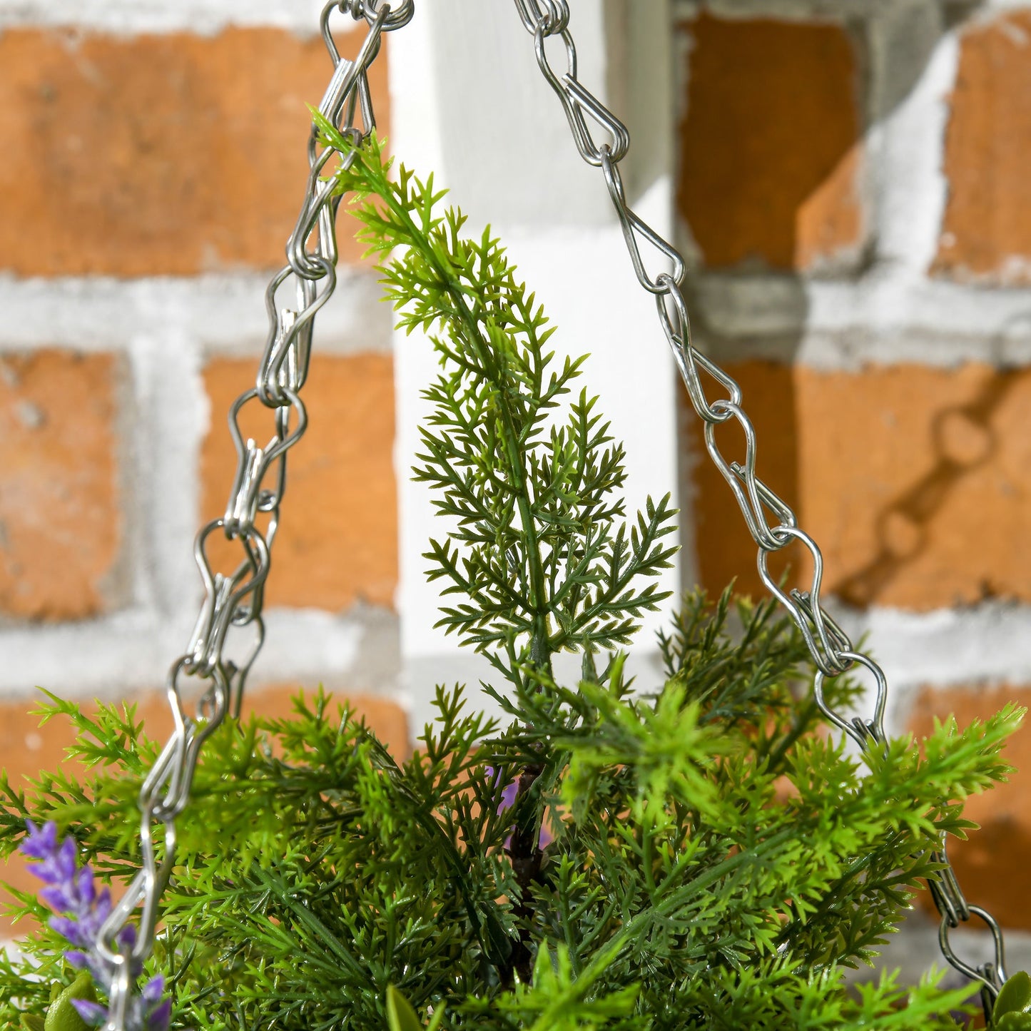 Outsunny 2 PCs Artificial Lisianthus Flower Hanging Planter Basket