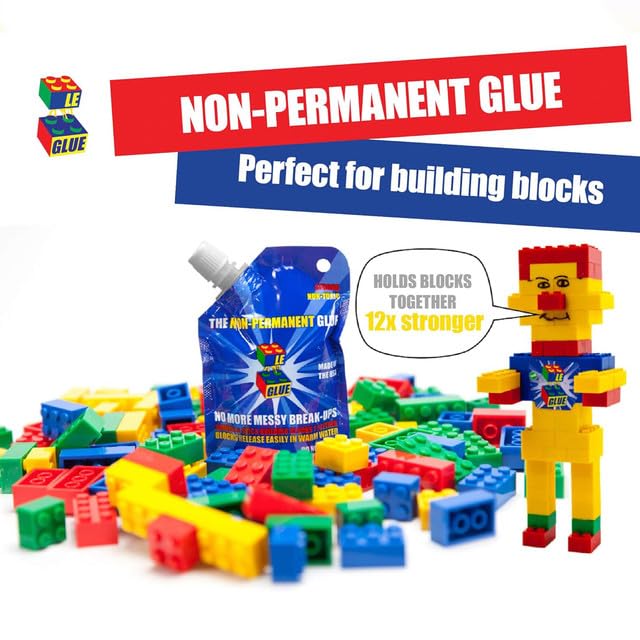 Le Glue Temporary Glue — Clear, Legos-Compatible Adhesive for Plastic Blocks | Non-Toxic, Kid-Created