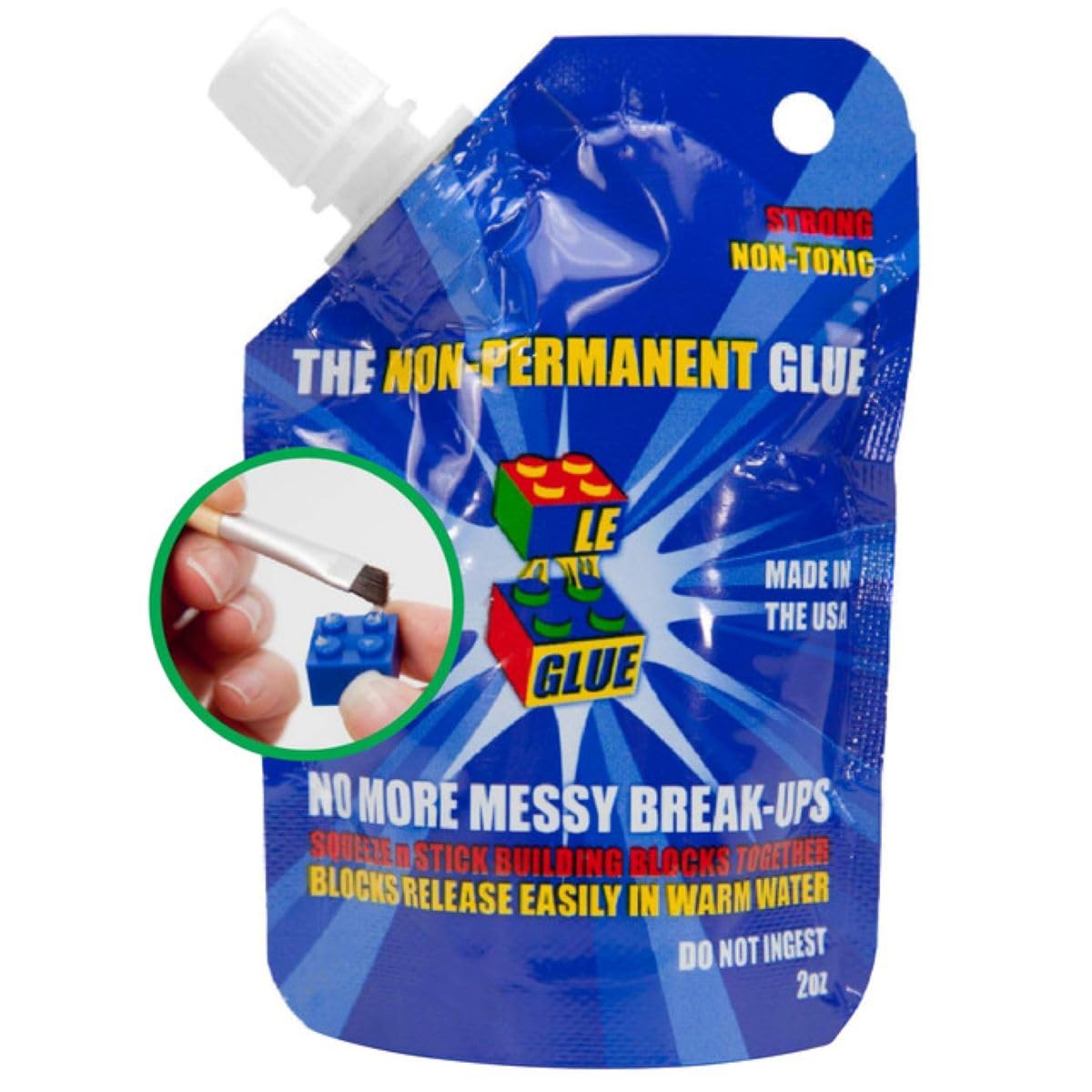 Le Glue Temporary Glue — Clear, Legos-Compatible Adhesive for Plastic Blocks | Non-Toxic, Kid-Created