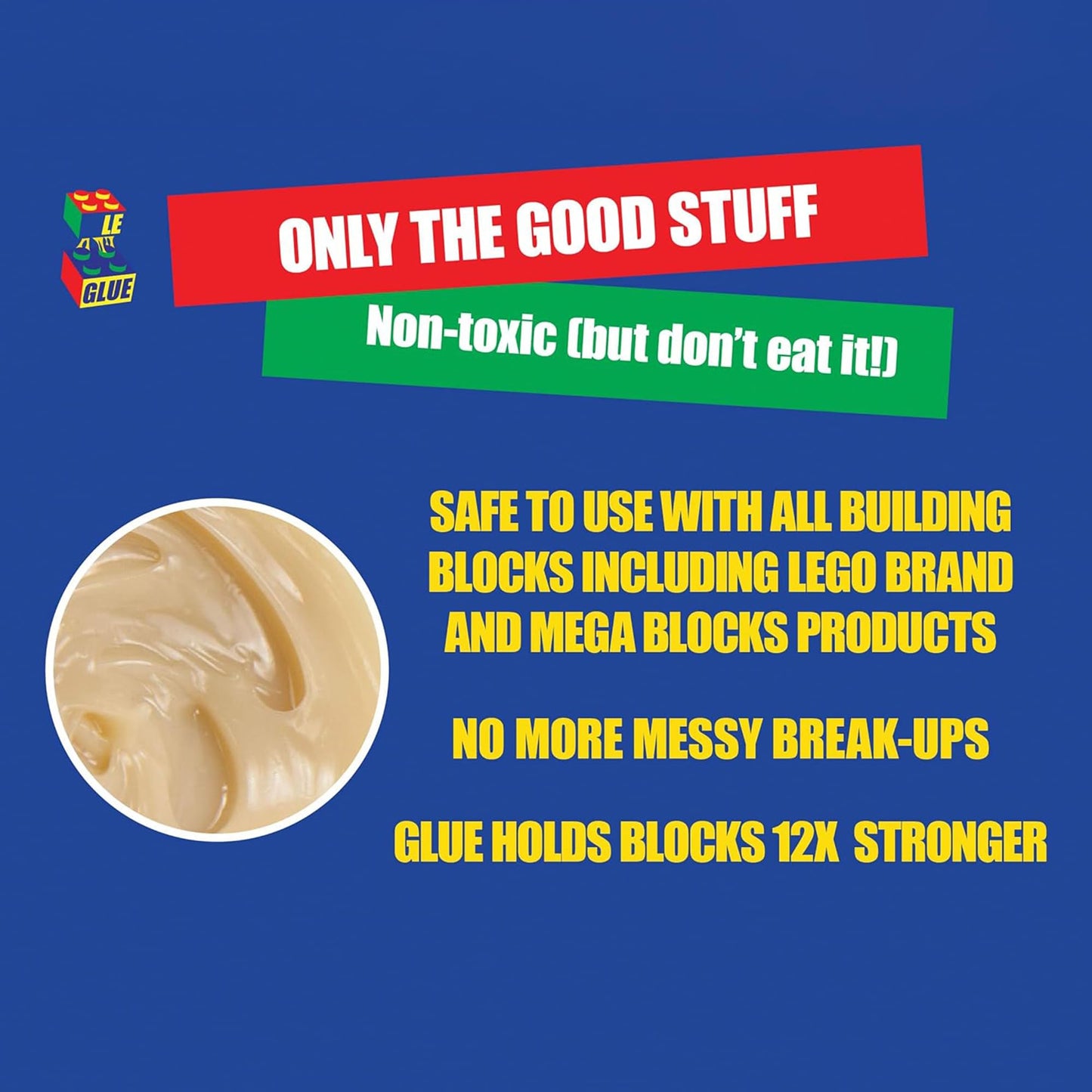 Le Glue Temporary Glue 3 Pack – Clear, Non-Permanent Adhesive for Lego & Blocks