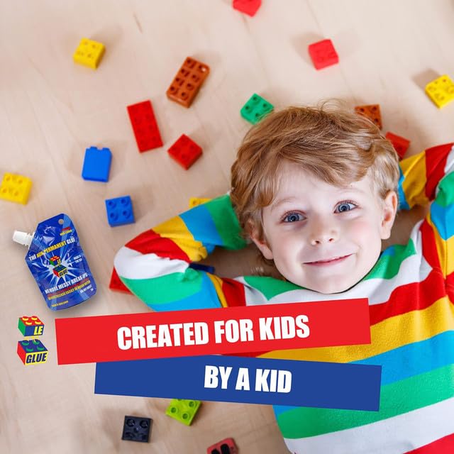 Le Glue Temporary Glue — Clear, Legos-Compatible Adhesive for Plastic Blocks | Non-Toxic, Kid-Created