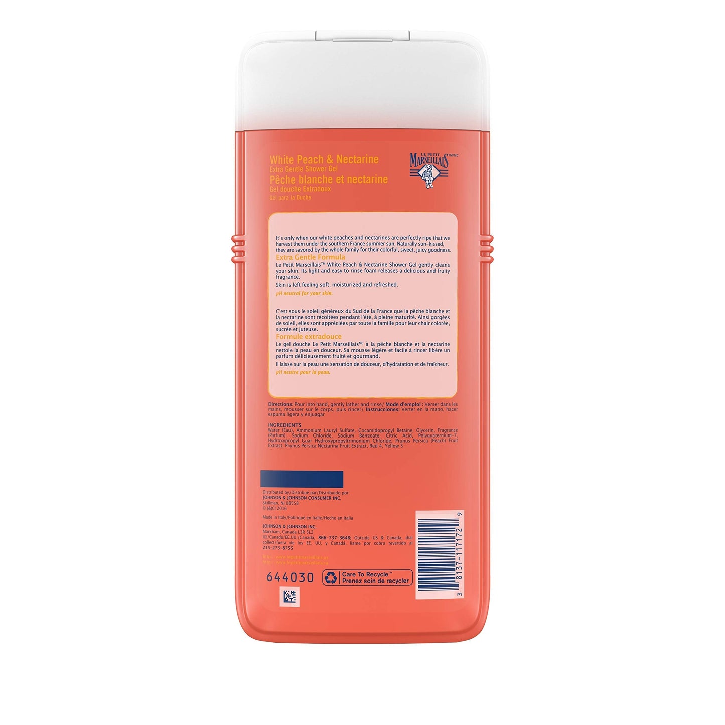 Le Petit Marseillais Extra Gentle Shower Gel – White Peach & Nectarine, pH-Neutral, 21.9 fl oz