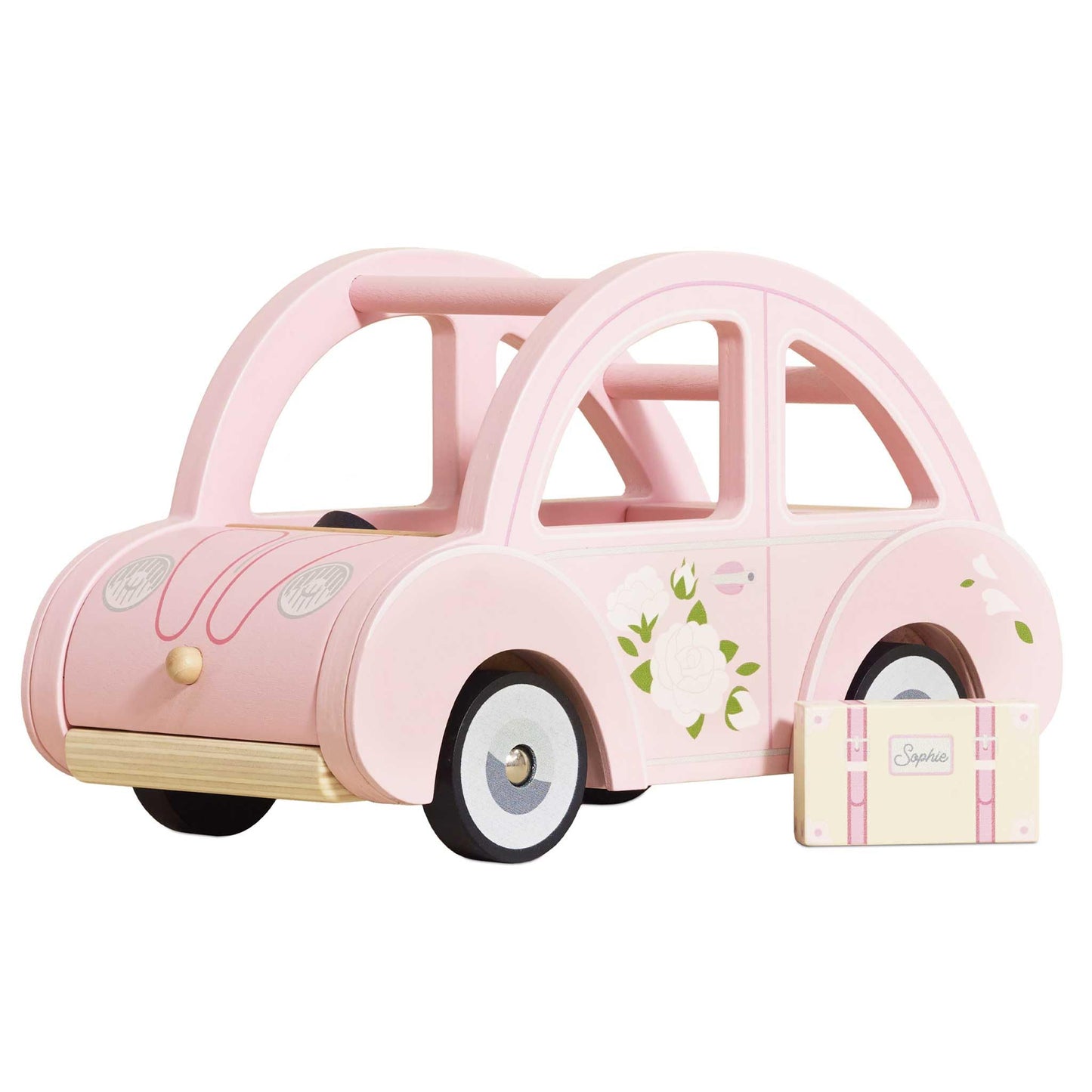 Le Toy Van Daisylane Sophie's Car Accessories Play Set – Pink Wooden Car with Luggage for Dolls Houses (Ages 3+)