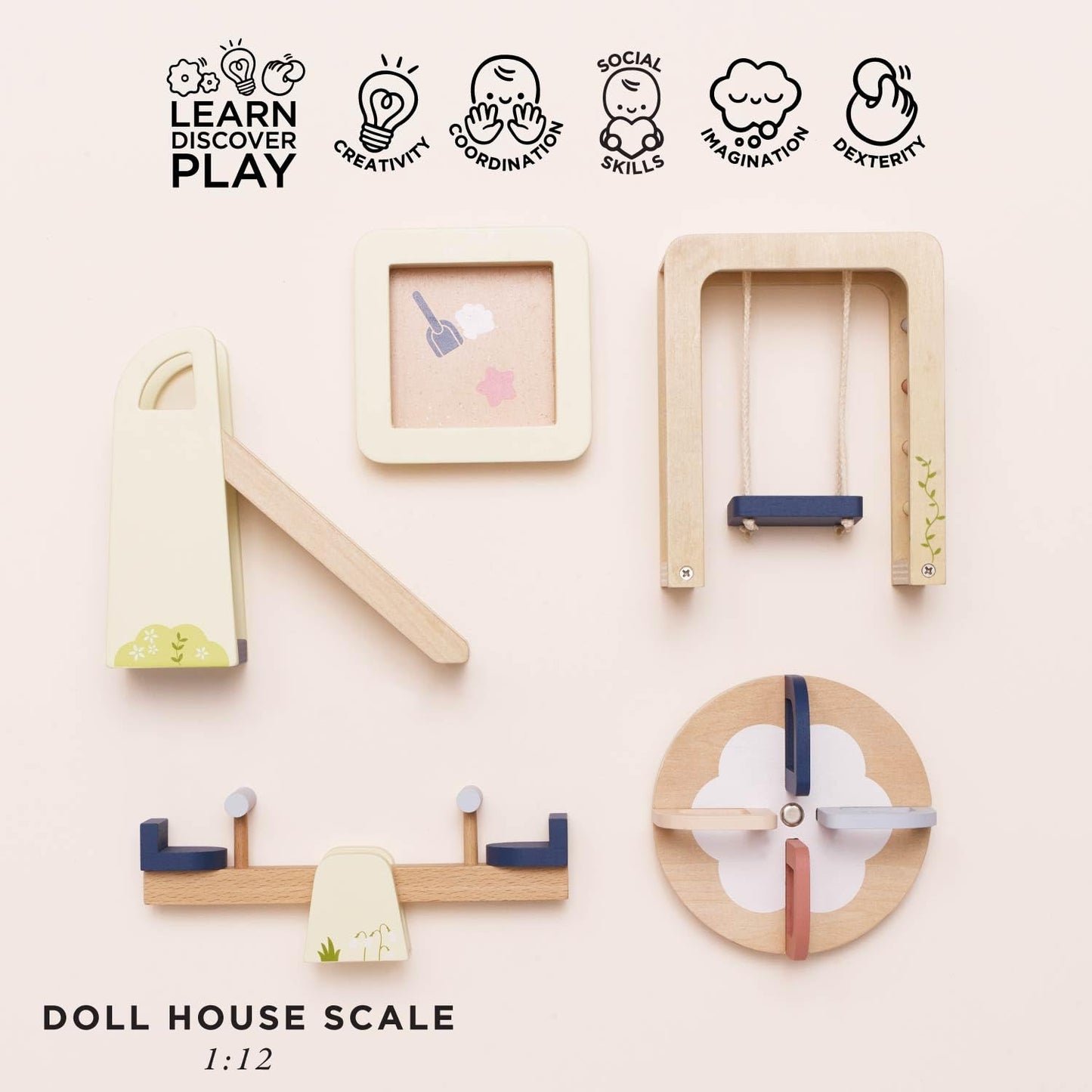 Le Toy Van Dollshouse Outdoor Furniture Set | 5-Piece Wooden Playset