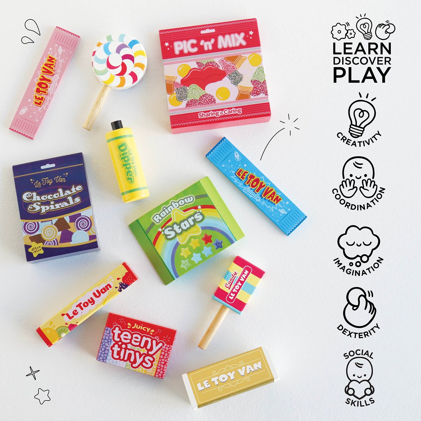Le Toy Van Candy Play Food Set - Wooden Pretend Play for Kids 2+ | Honeybake Collection