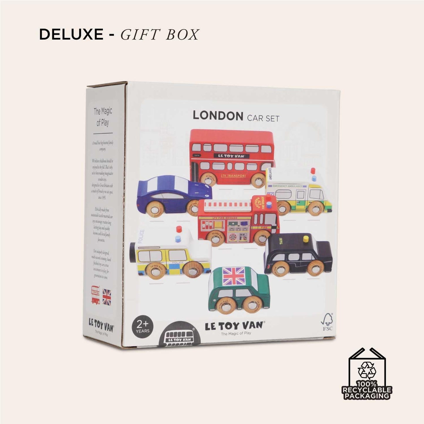 Le Toy Van London Car Set – Premium Wooden Vehicles for Kids 3+ (7-Piece) TV267