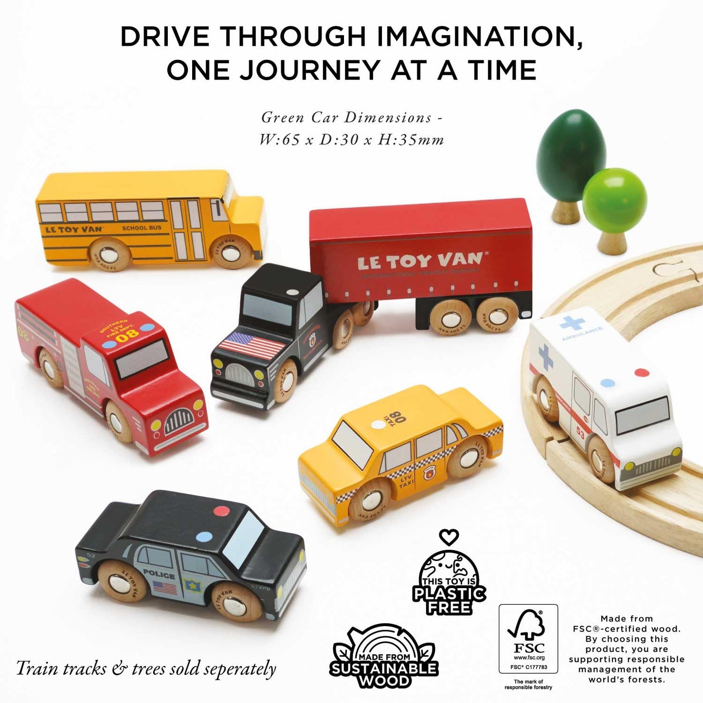 Le Toy Van New York Car Set – Premium Wooden Vehicles for Kids Aged 3+