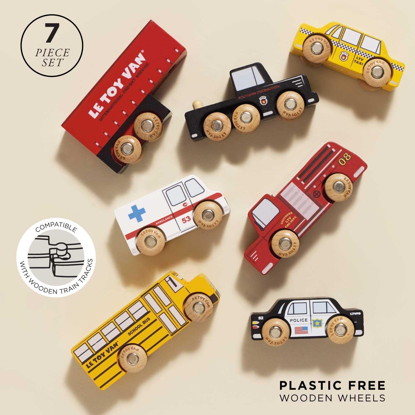 Le Toy Van New York Car Set – Premium Wooden Vehicles for Kids Aged 3+