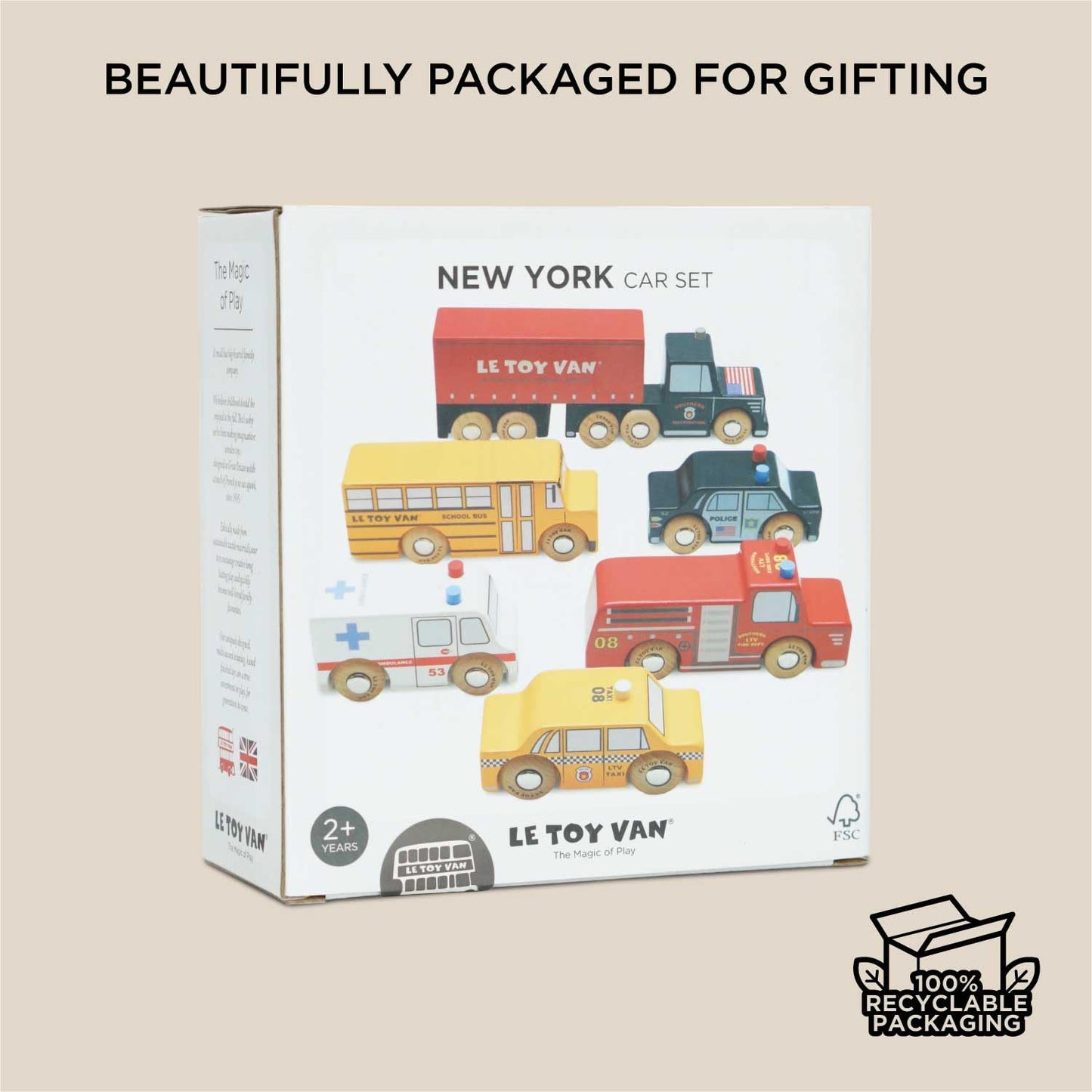 Le Toy Van New York Car Set – Premium Wooden Vehicles for Kids Aged 3+