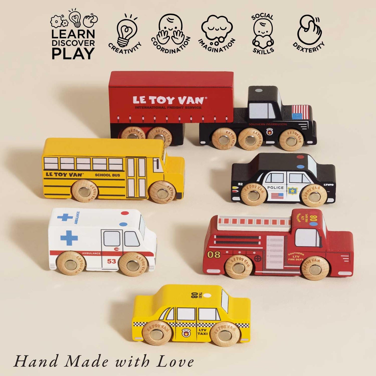 Le Toy Van New York Car Set – Premium Wooden Vehicles for Kids Aged 3+