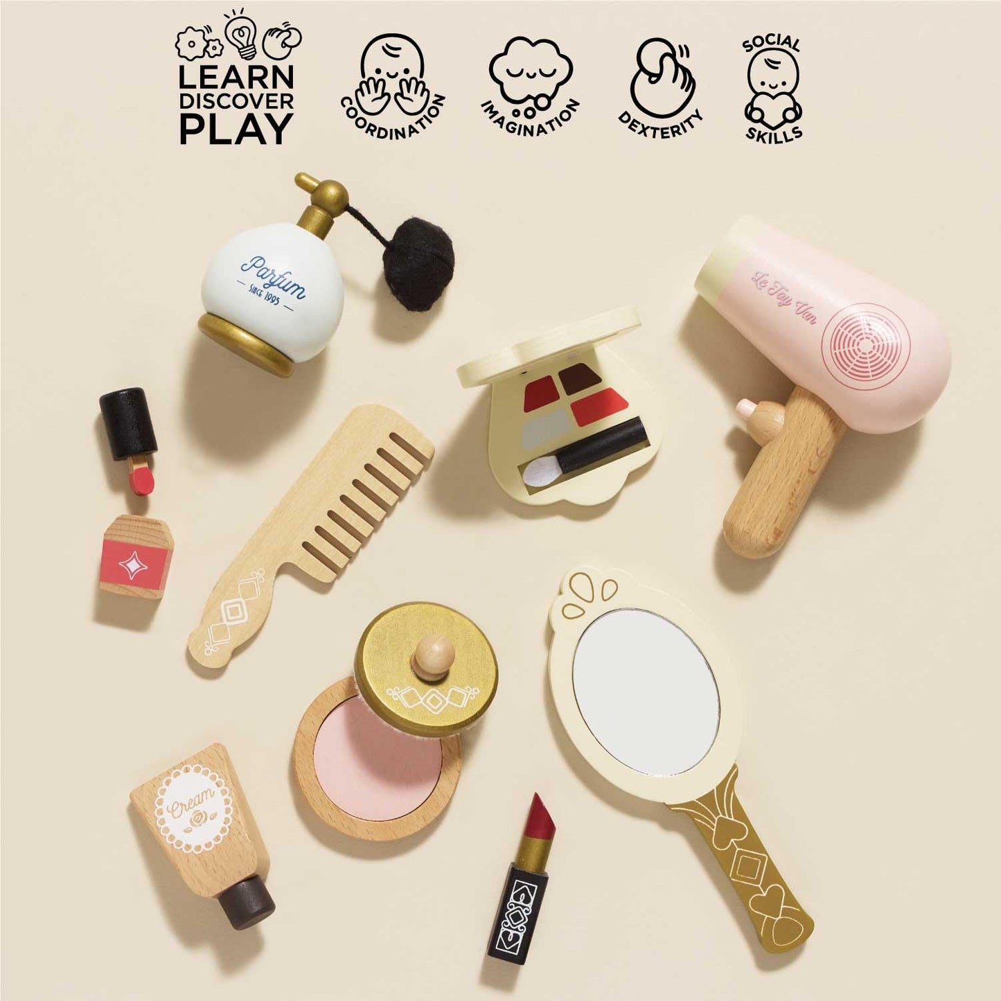 Le Toy Van Star Beauty Bag: Wooden Cosmetic Set for Pretend Play | Ages 3+