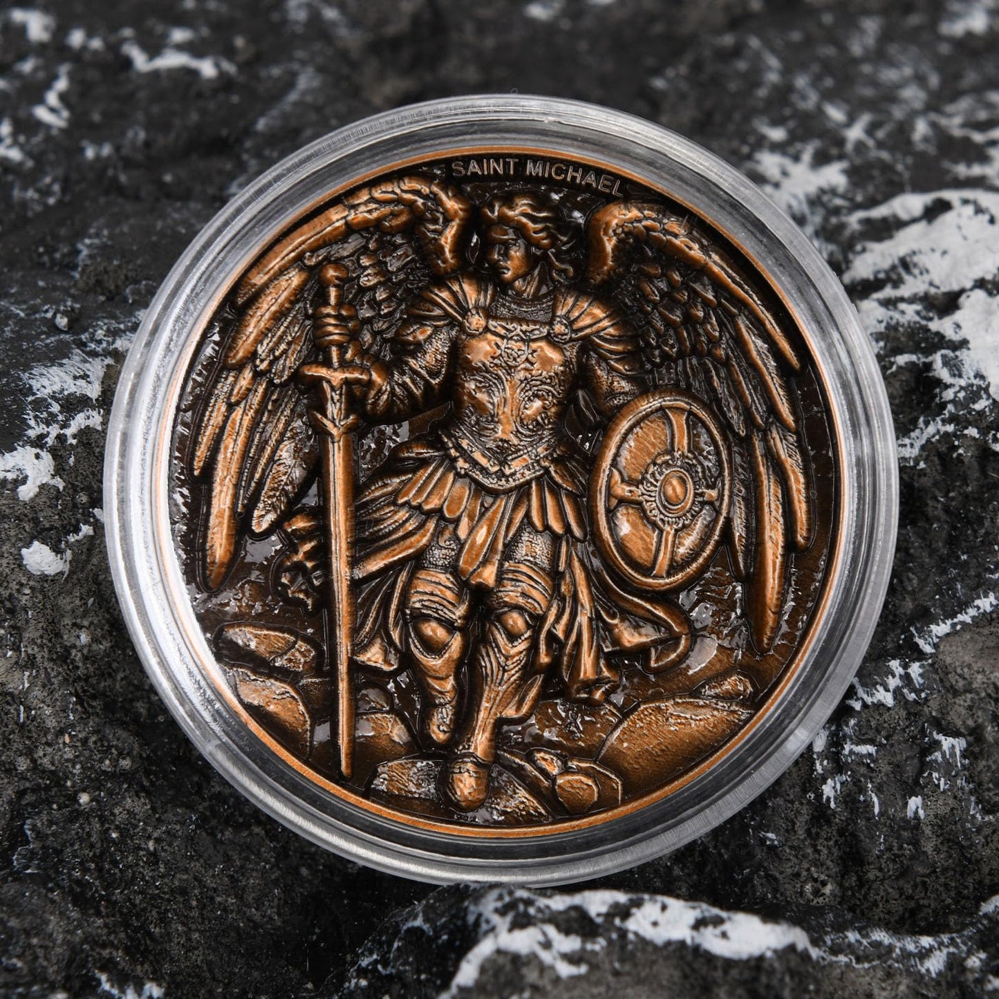 Leabet Saint Michael Archangel Protection Coin – 1.57-Inch Double-Sided Zinc Alloy, Antique Finish