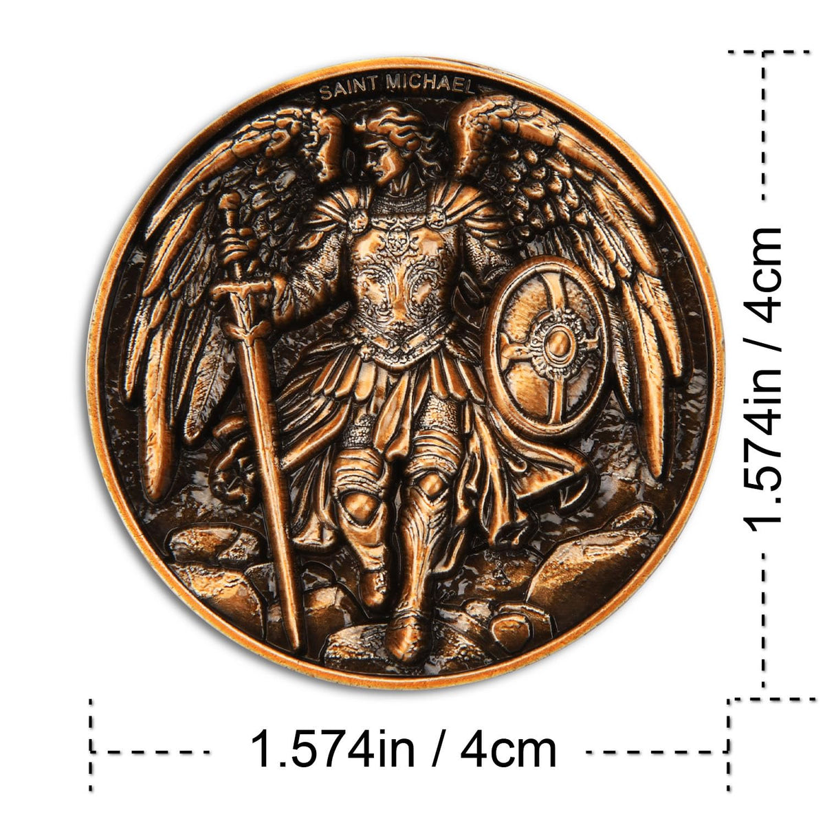 Leabet Saint Michael Archangel Protection Coin – 1.57-Inch Double-Sided Zinc Alloy, Antique Finish