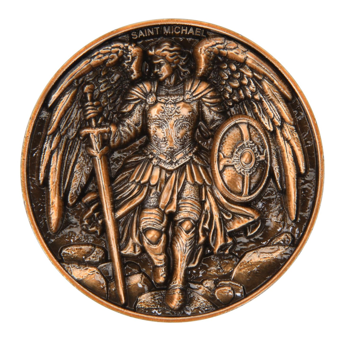 Leabet Saint Michael Archangel Protection Coin – 1.57-Inch Double-Sided Zinc Alloy, Antique Finish