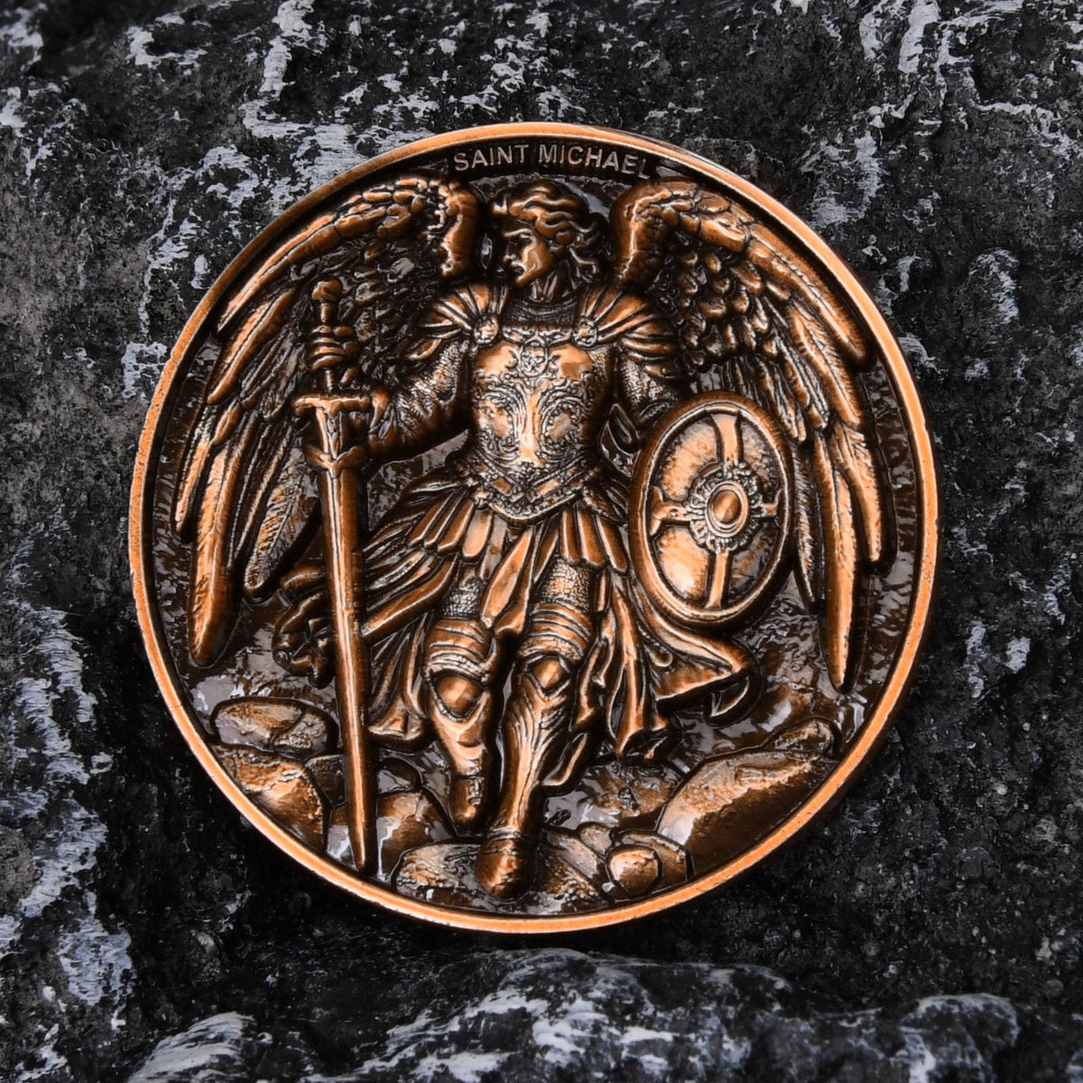 Leabet Saint Michael Archangel Protection Coin – 1.57-Inch Double-Sided Zinc Alloy, Antique Finish