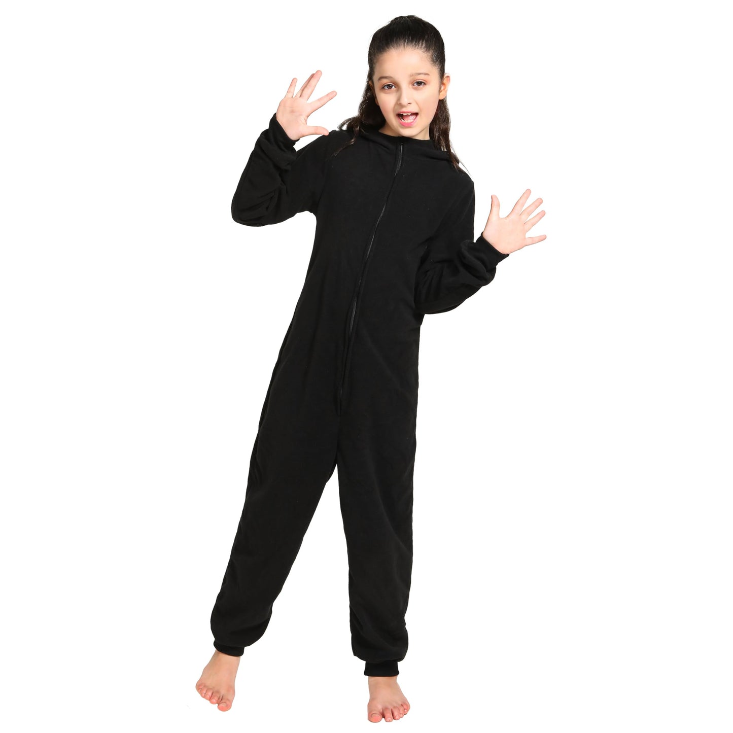 Leadtex Black Cat Costume Onesie for Kids | Unisex Halloween Dress-Up L8-10