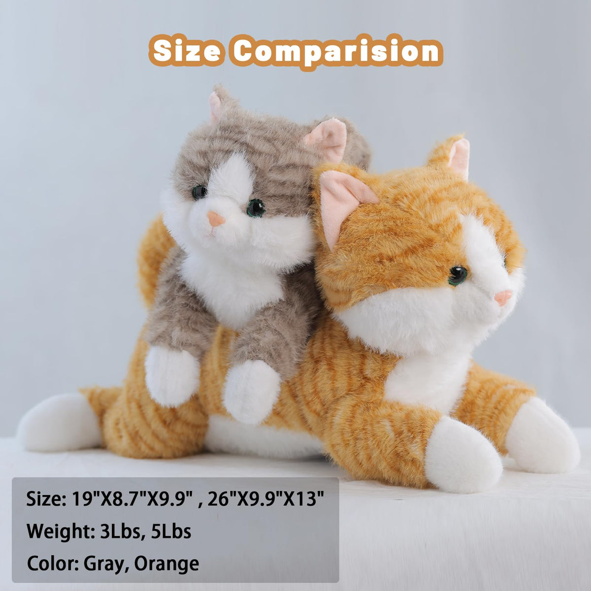 Leahaoe Large Weighted Cat Plush – 26-inch Orange, 5 lbs – Soft & Cuddly Comfort for Relaxation