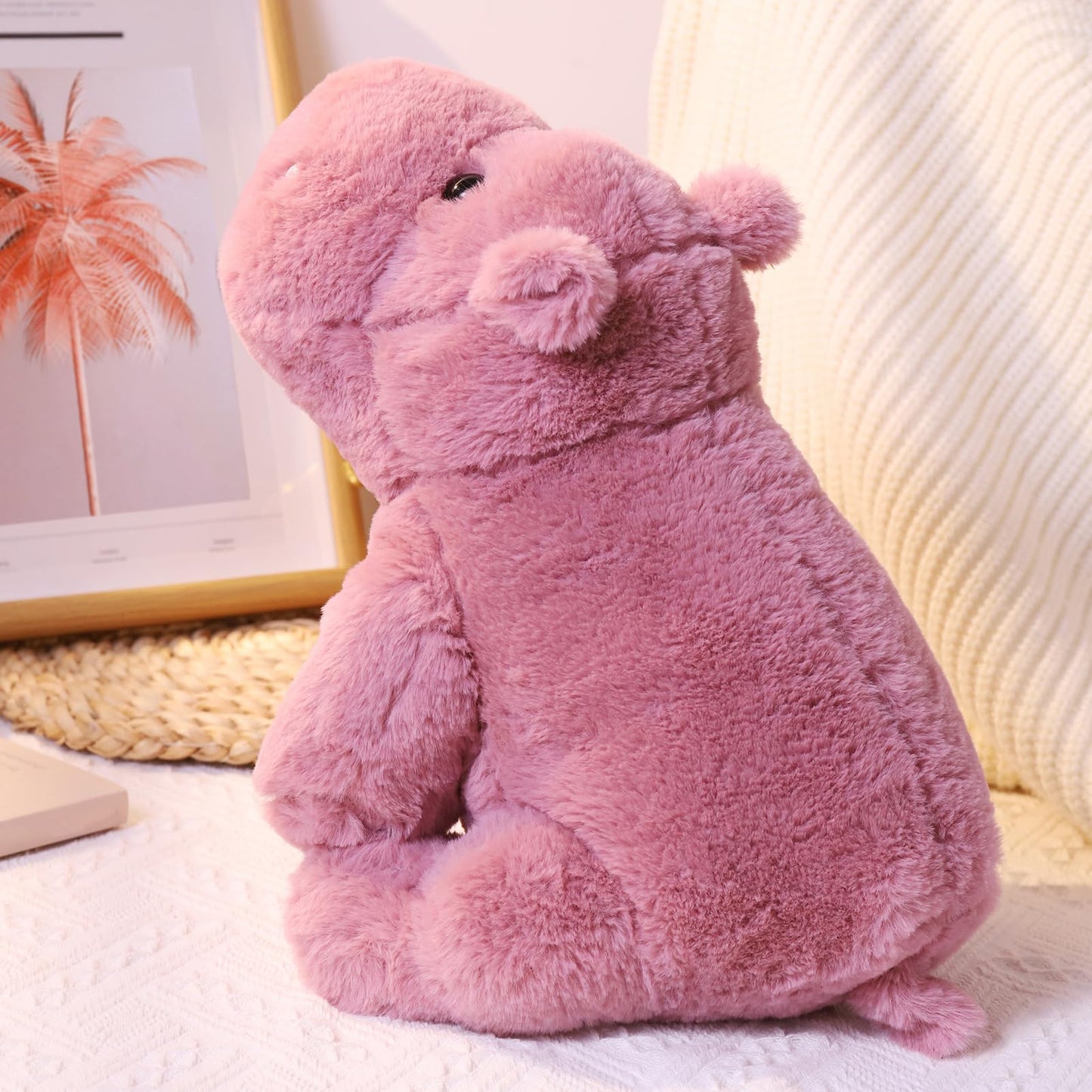 Leahaoe Weighted Hippo Plush 23.6-inch – Soft Pink, 4.5 lb Comforting Stuffed Animal