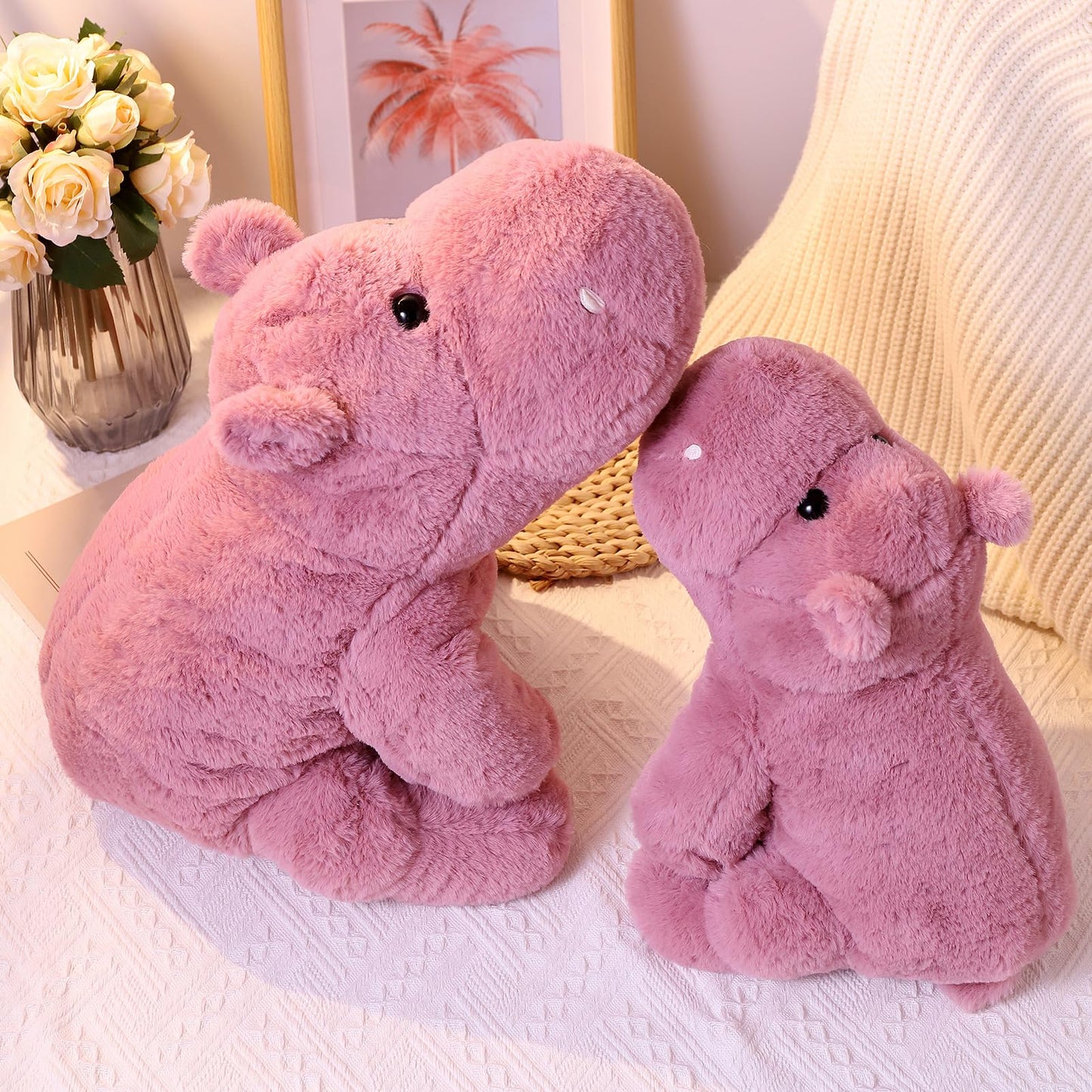 Leahaoe Weighted Hippo Plush 23.6-inch – Soft Pink, 4.5 lb Comforting Stuffed Animal