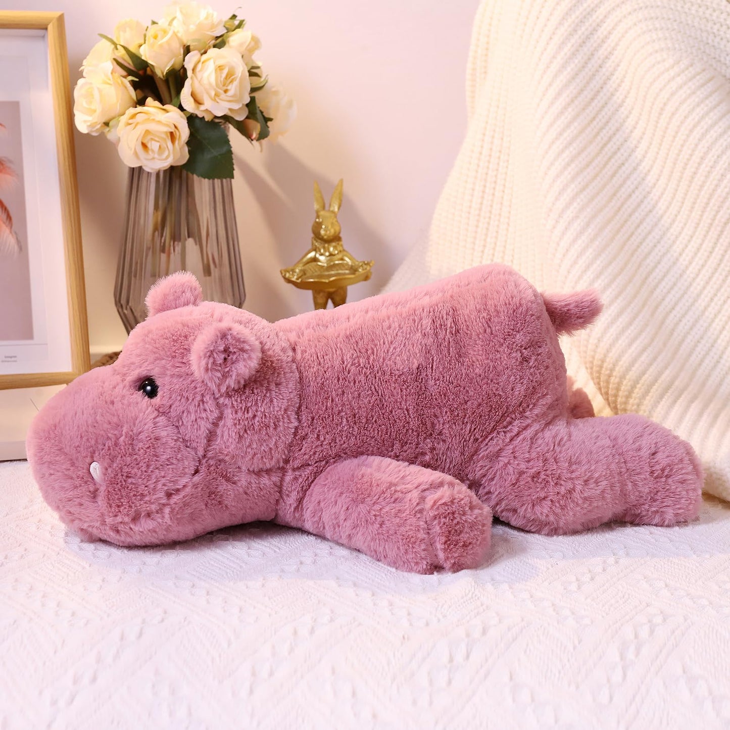 Leahaoe Weighted Hippo Plush 17.7-inch | 2.2 lb Pink Soft Stuffed Animal
