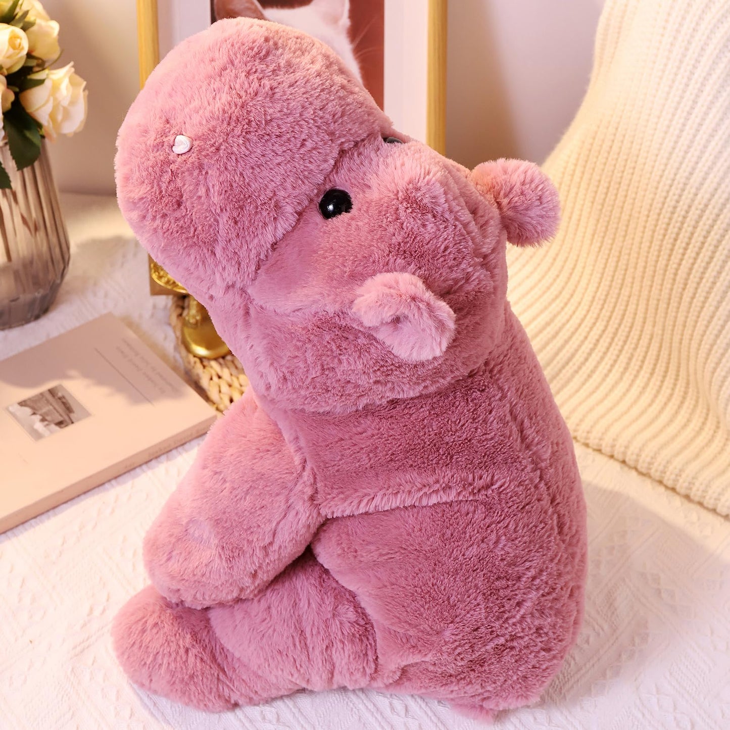 Leahaoe Weighted Hippo Plush 17.7-inch | 2.2 lb Pink Soft Stuffed Animal