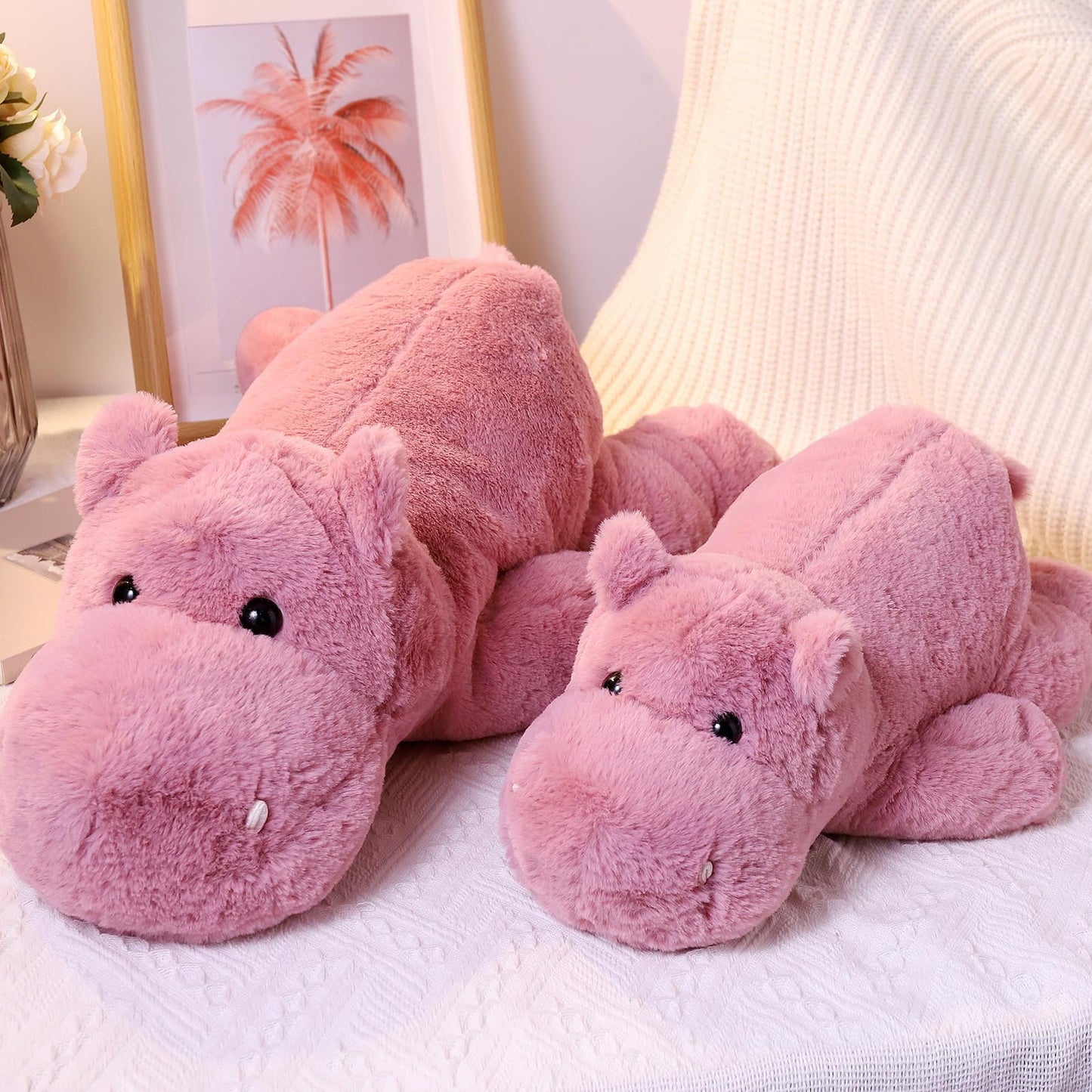Leahaoe Weighted Hippo Plush 17.7-inch | 2.2 lb Pink Soft Stuffed Animal