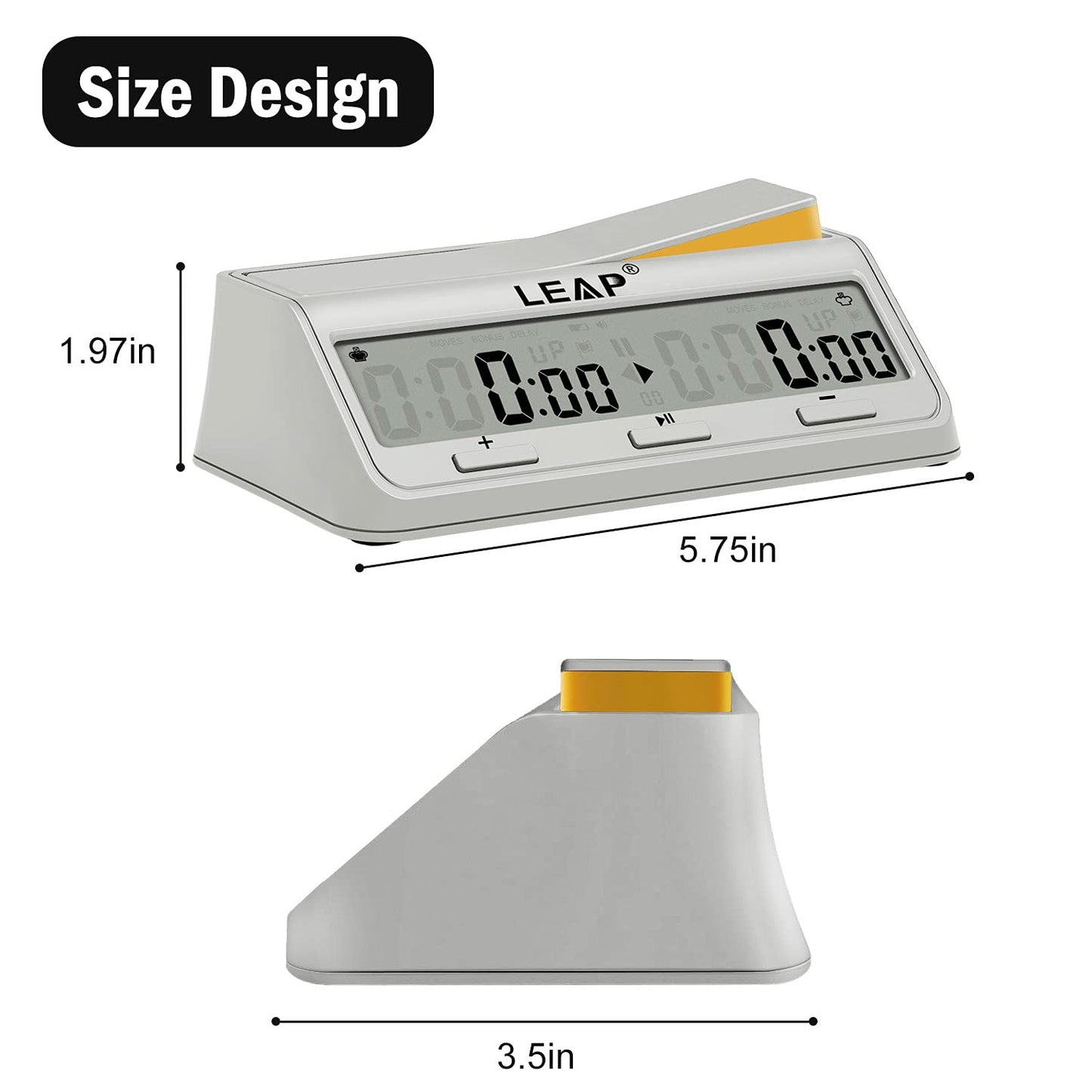 LEAP Chess Clock - Updated Digital Timer with Bonus & Delay, Alarm, Milk White