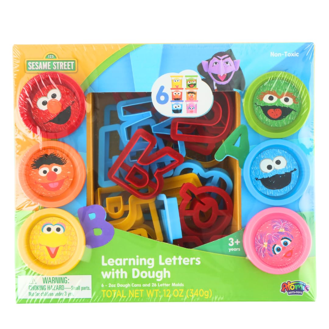 Leap Year Sesame Street Learning Letters with Dough — 8 x 1oz Cans + 26 Letter Molds | Gift for Kids