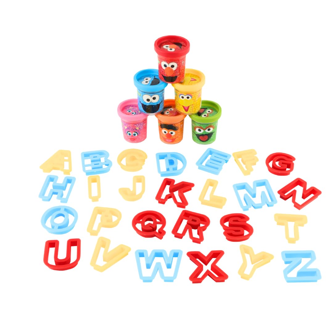 Leap Year Sesame Street Learning Letters with Dough — 8 x 1oz Cans + 26 Letter Molds | Gift for Kids