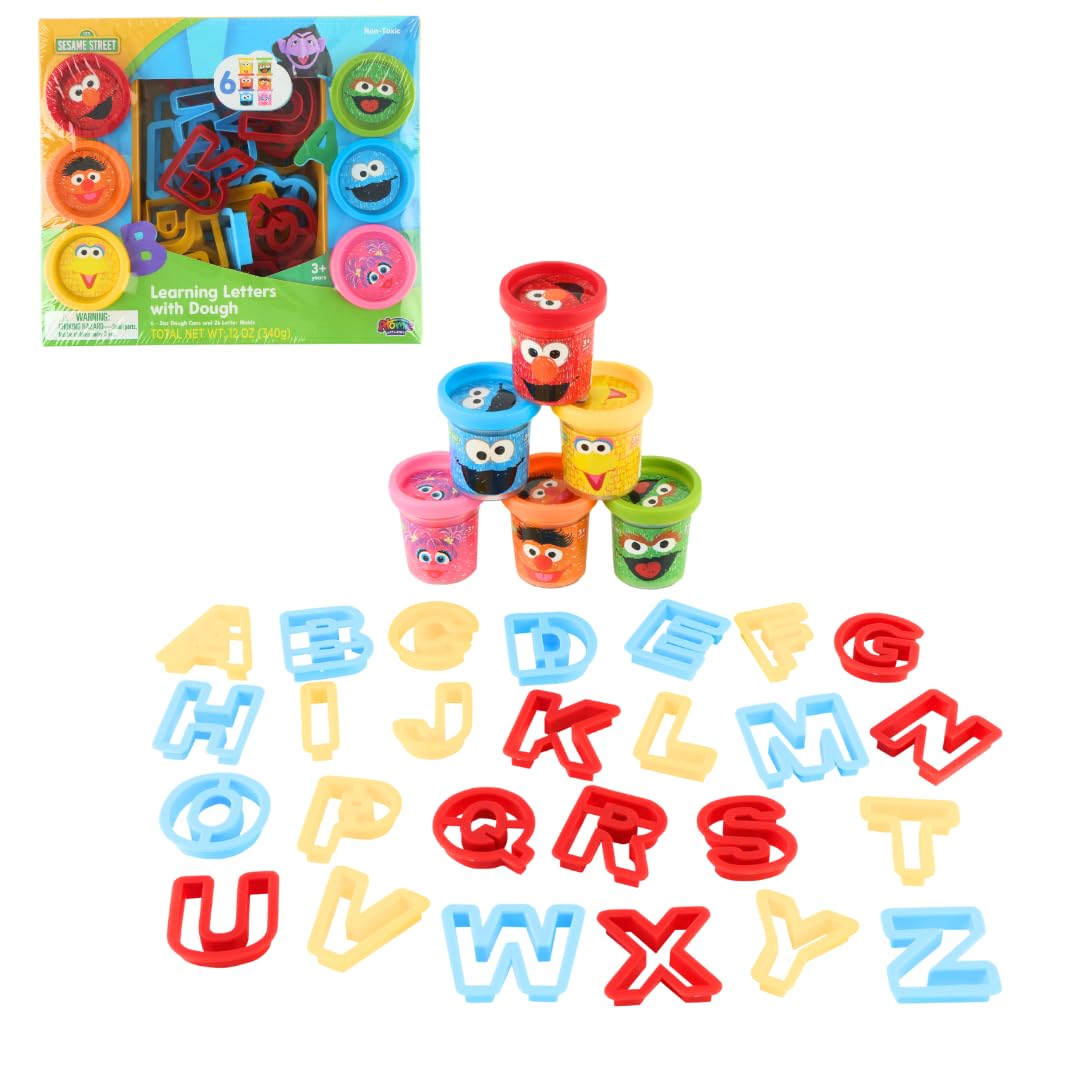 Leap Year Sesame Street Learning Letters with Dough — 8 x 1oz Cans + 26 Letter Molds | Gift for Kids