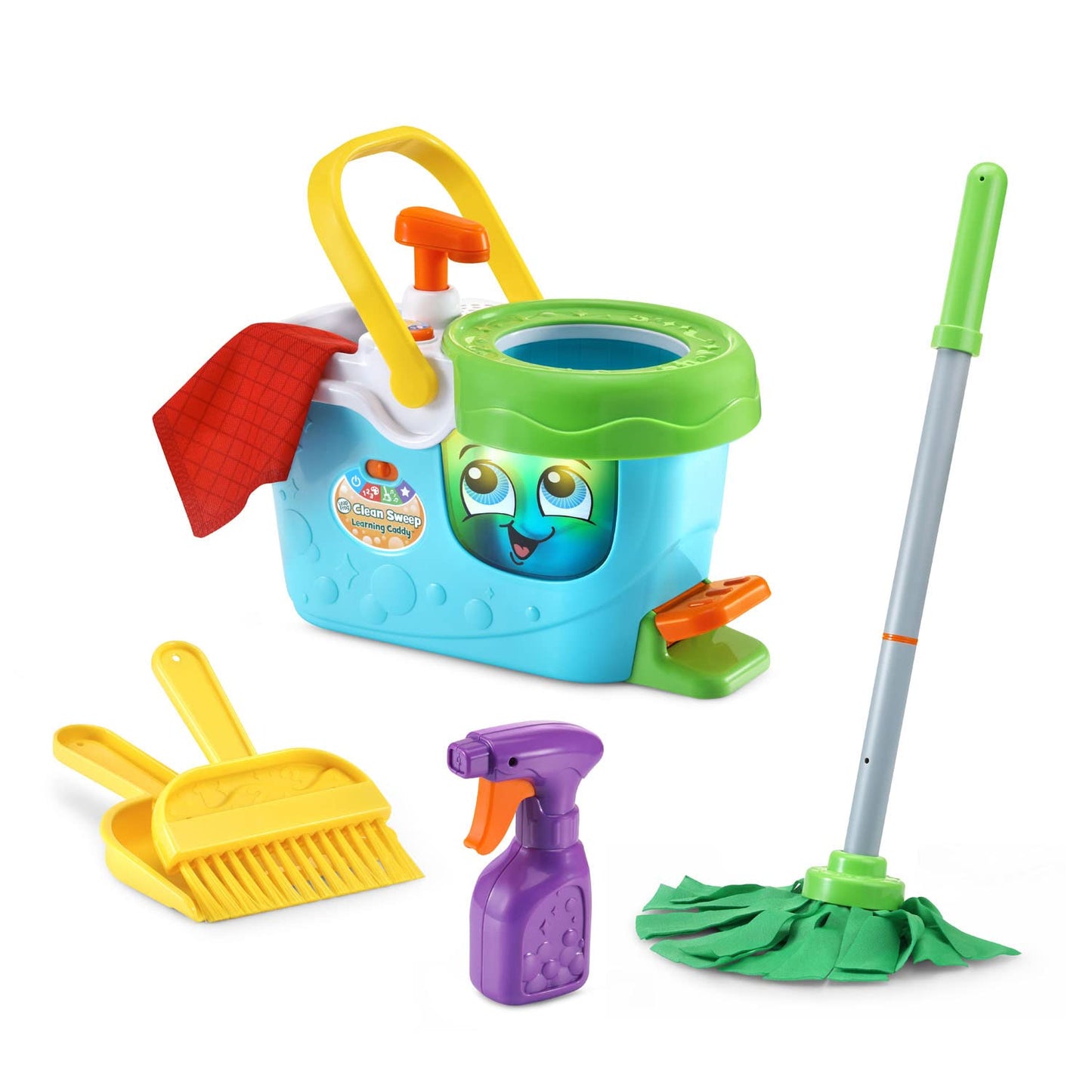 LeapFrog Clean Sweep Learning Caddy – Kids Mop & Broom Toy for Ages 3-5 (Blue)