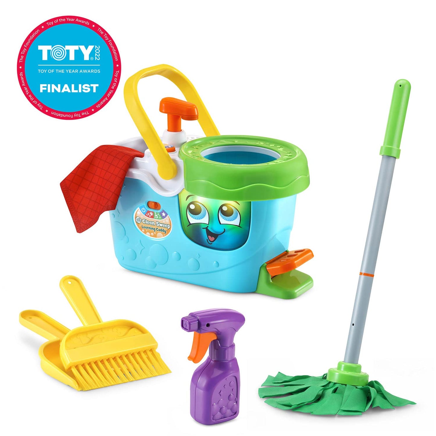 LeapFrog Clean Sweep Learning Caddy – Kids Mop & Broom Toy for Ages 3-5 (Blue)