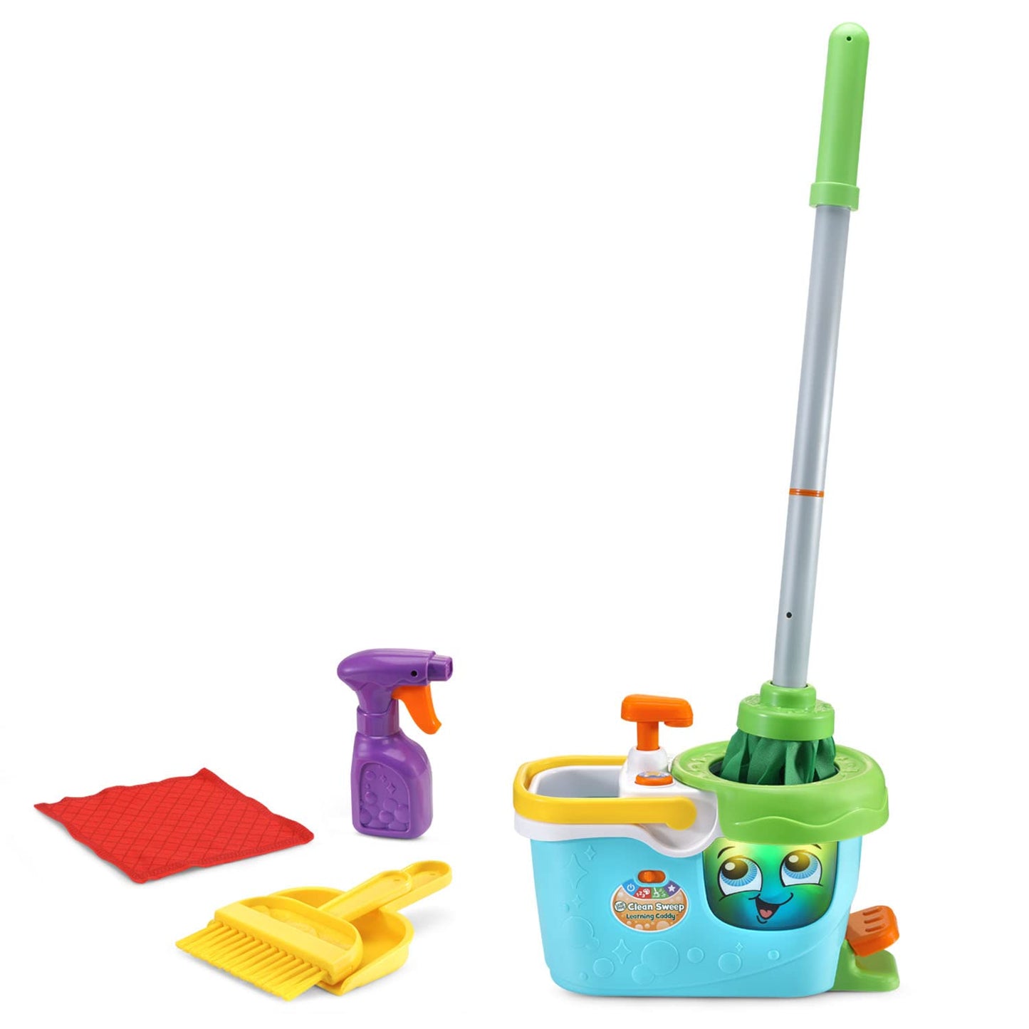 LeapFrog Clean Sweep Learning Caddy – Kids Mop & Broom Toy for Ages 3-5 (Blue)