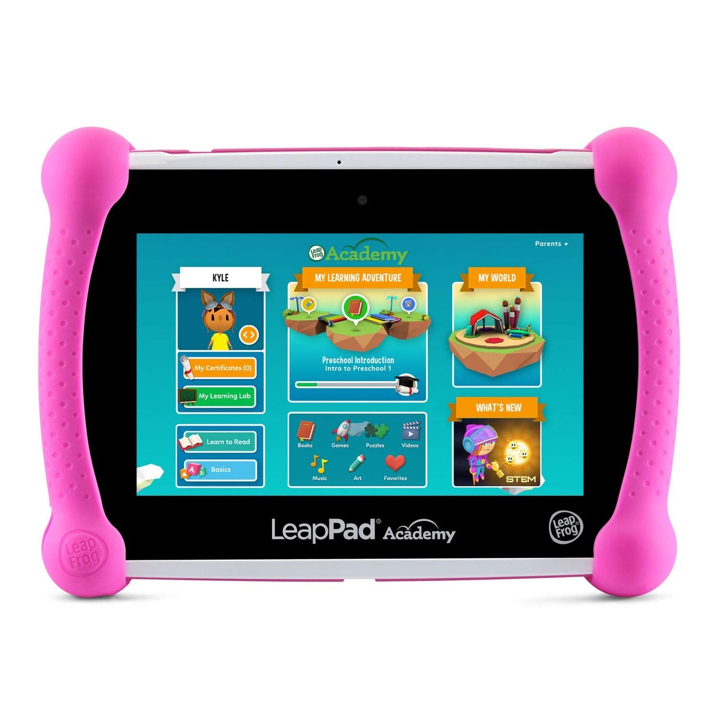 LeapFrog LeapPad Academy Pink – 7-inch Kids Learning Tablet with 20 Educational Apps (Ages 3–8)