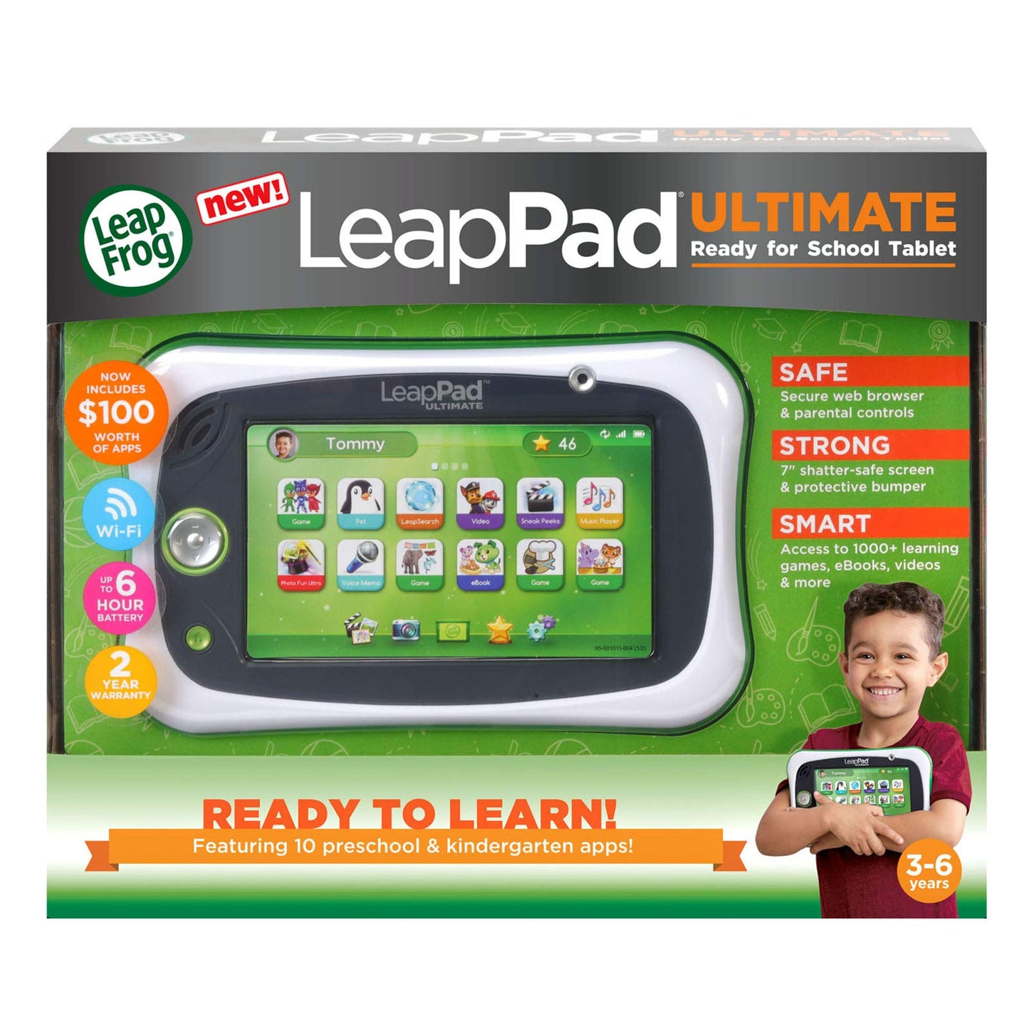 LeapFrog LeapPad Ultimate Ready for School Tablet – Green | Adaptive Learning & Safe Browser
