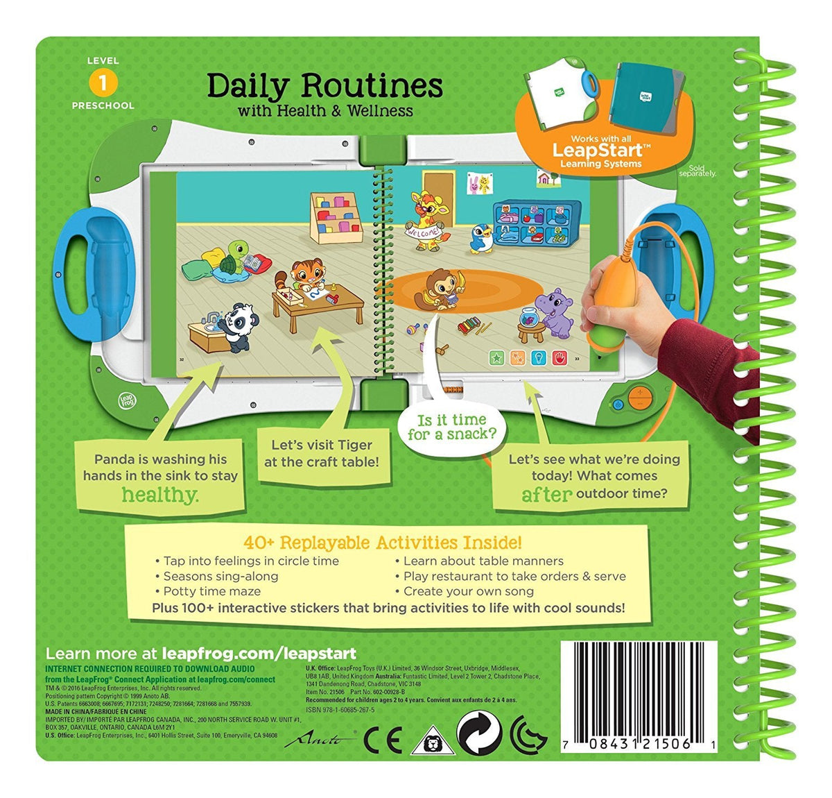 LeapFrog LeapStart Daily Routines & Health Book for Preschoolers | Interactive Learning