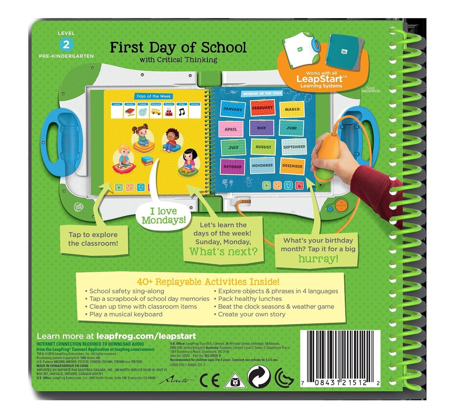 LeapFrog LeapStart First Day of School & Critical Thinking Book – Interactive Pre-K Learning