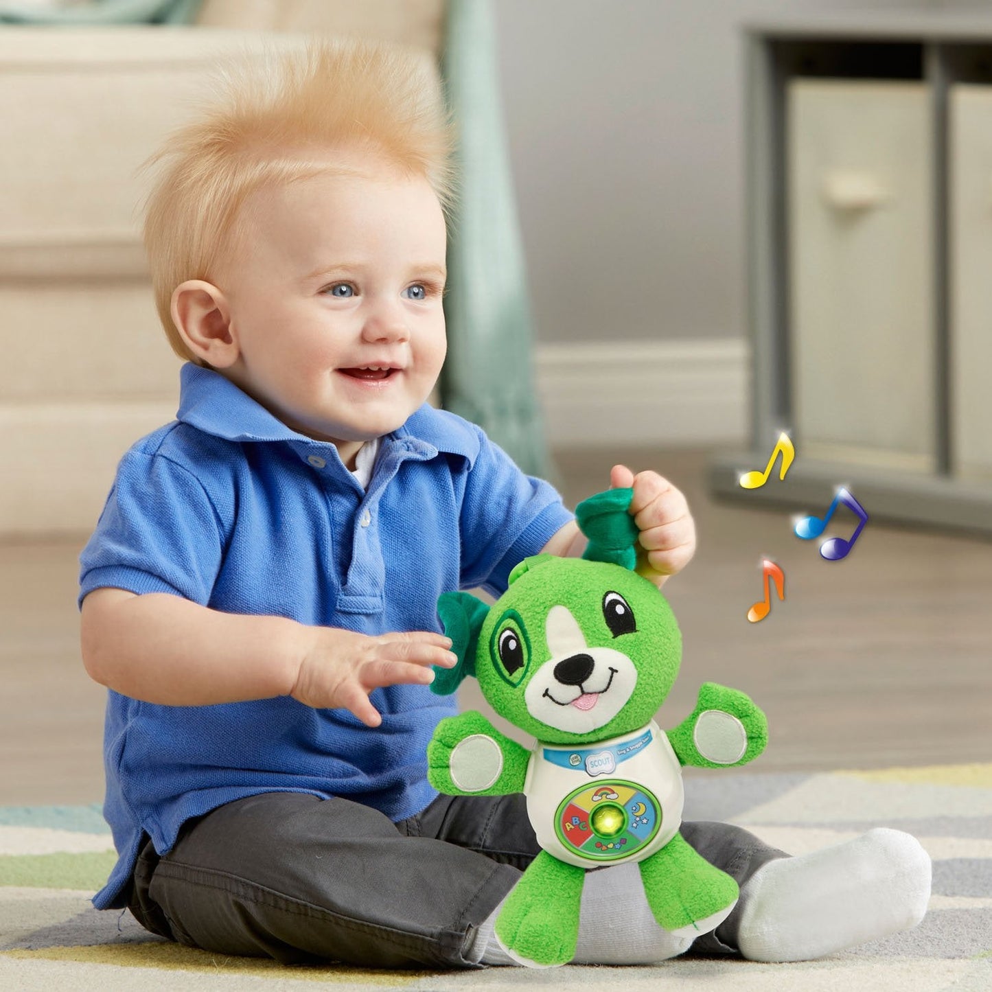 LeapFrog Sing and Snuggle Scout – Plush Interactive Puppy with Songs and Car-Seat Ring